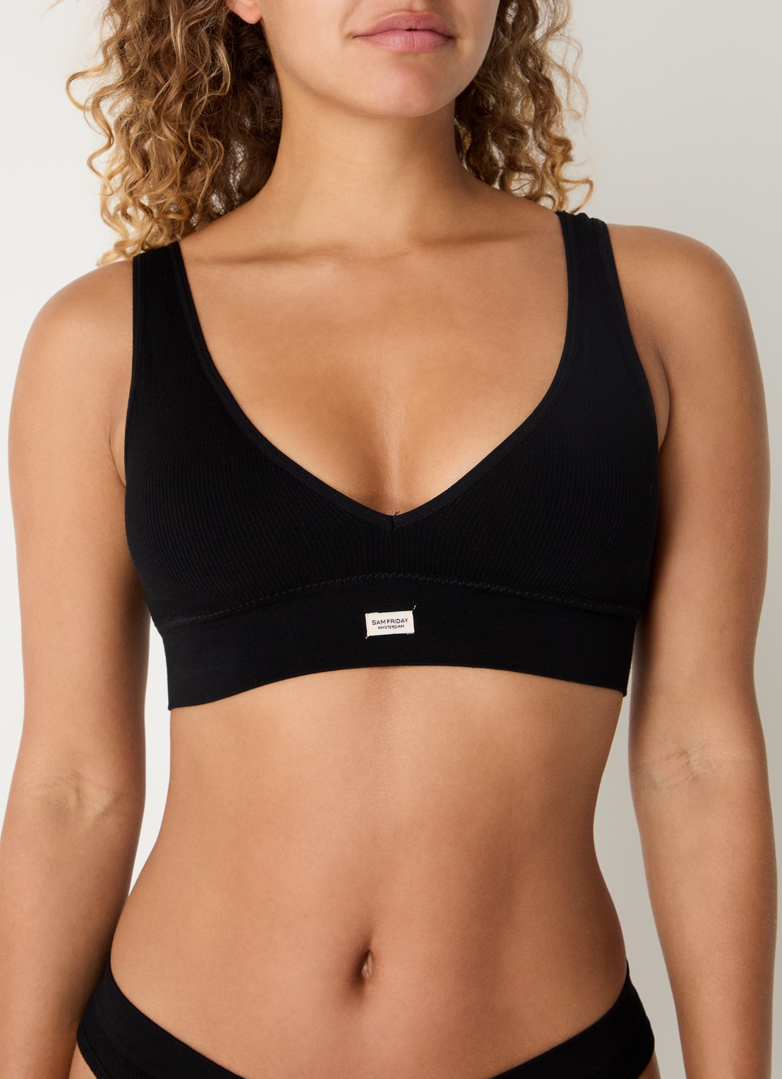 Sam Friday Fay bralette met ribstructuur - voorkant 5 zwart