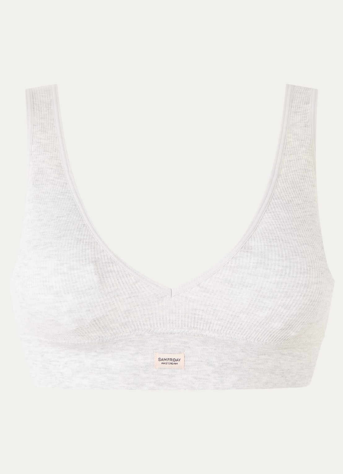 Sam Friday Fay bralette met ribstructuur - voorkant lichtgrijs