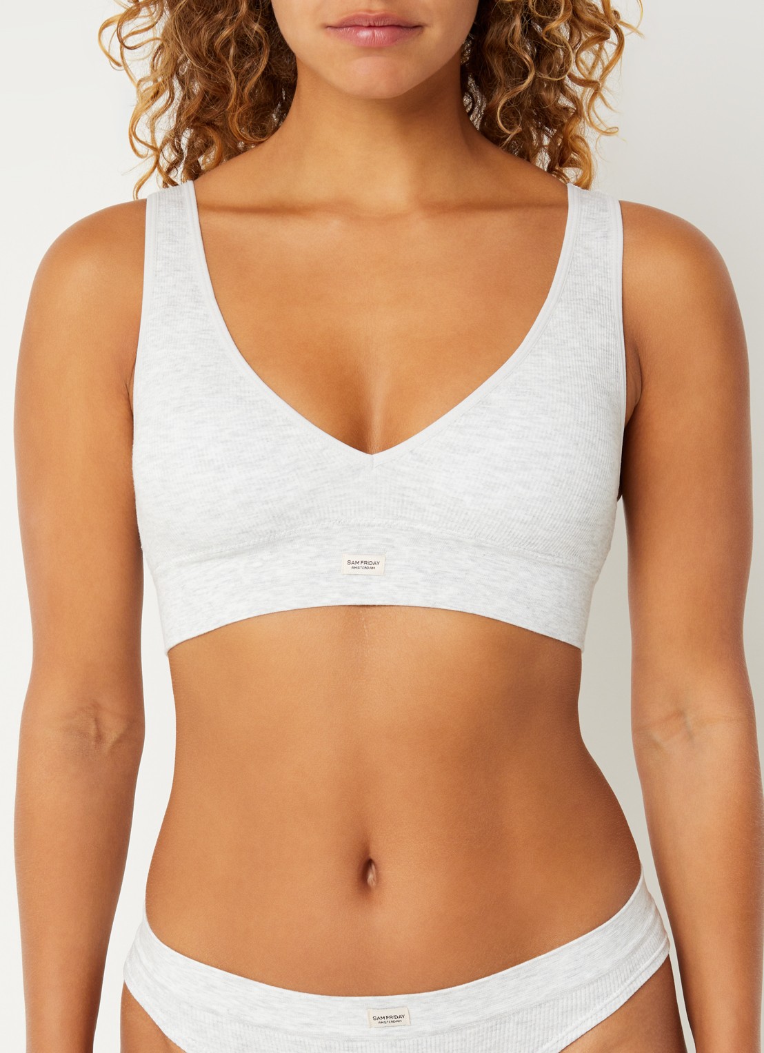 Sam Friday Fay bralette met ribstructuur - voorkant 5 lichtgrijs