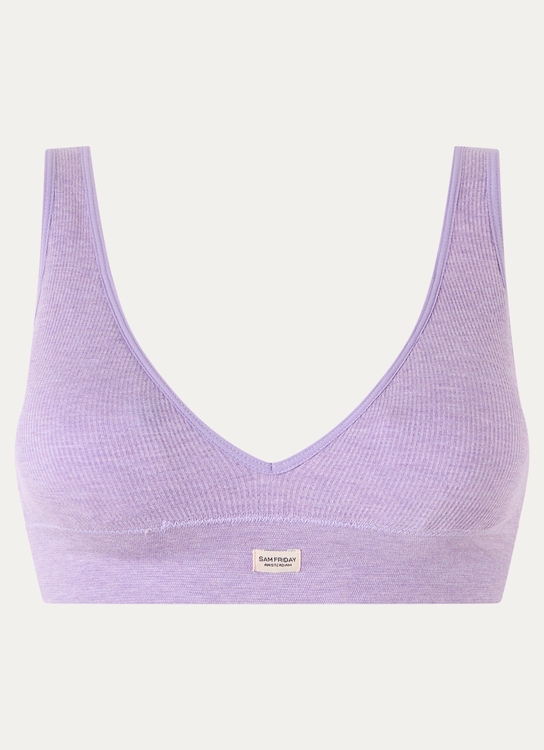 Sam Friday Fay bralette met ribstructuur - voorkant lavendel
