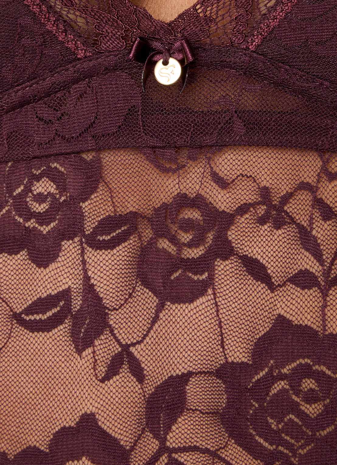 Sam Friday Lacey body van kant  - detail 5 bordeauxrood