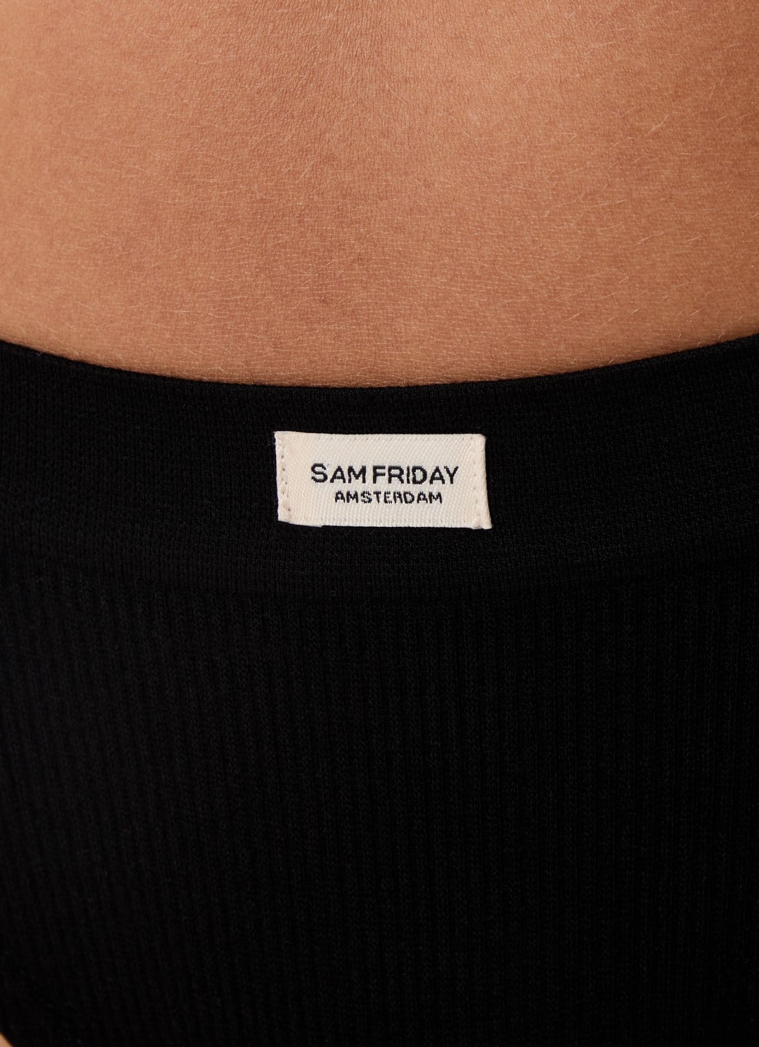 Sam Friday Lucy slip met ribstructuur - detail 3 zwart