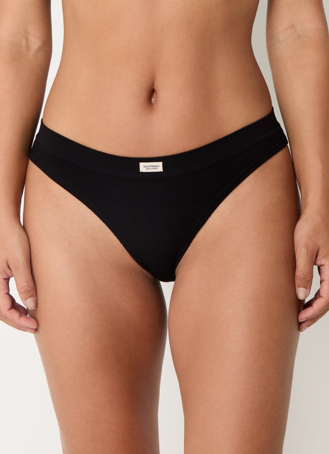 Sam Friday Lucy slip met ribstructuur - voorkant 5 zwart