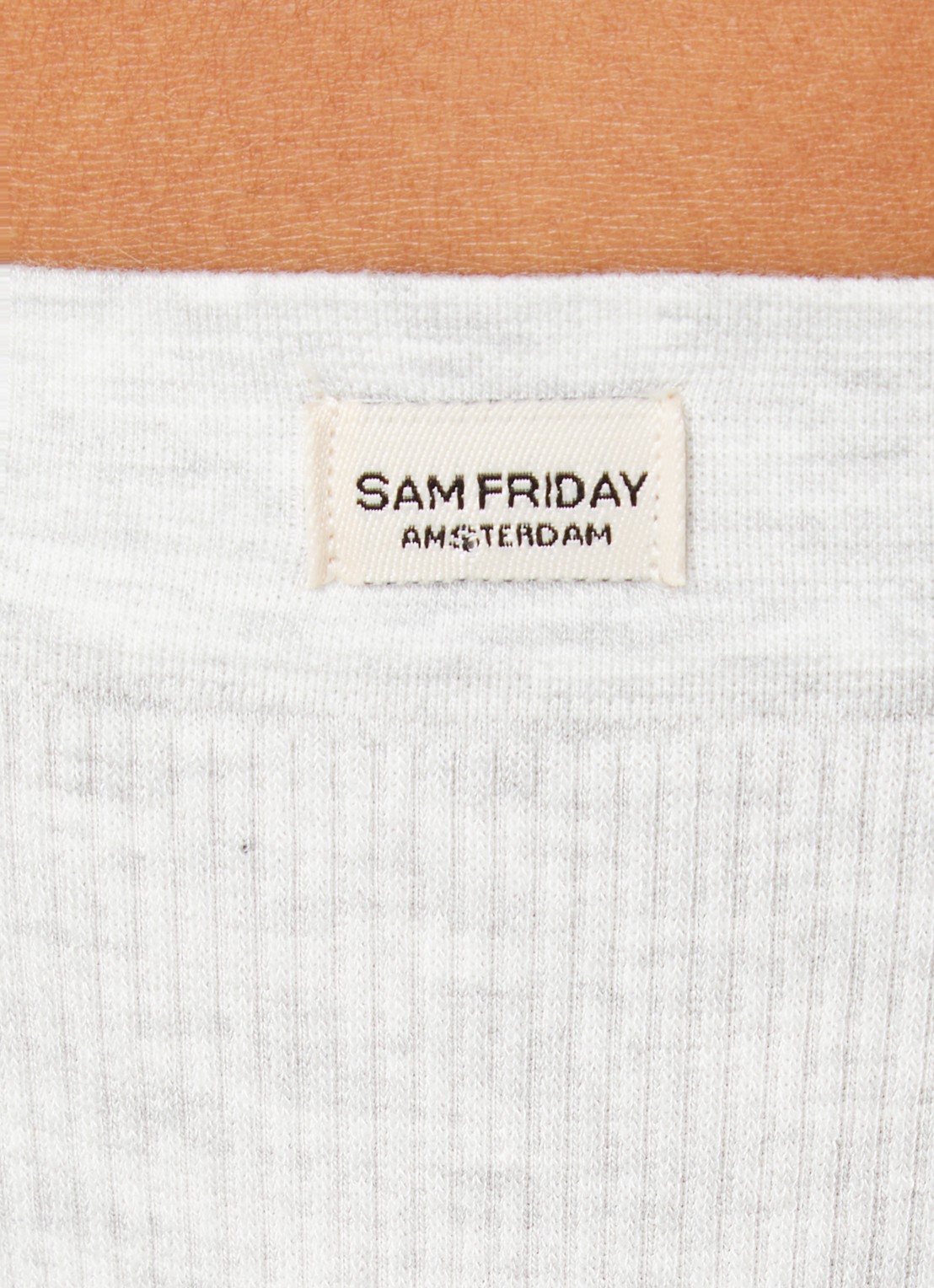 Sam Friday Lucy slip met ribstructuur - detail 2 lichtgrijs
