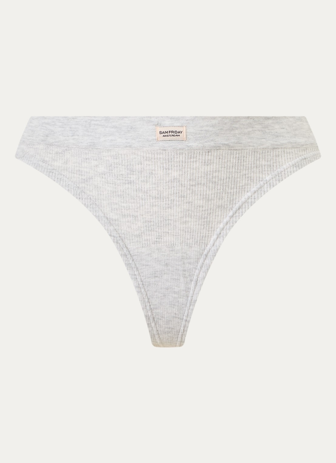 Sam Friday Lucy string met ribstructuur - voorkant grijsmele