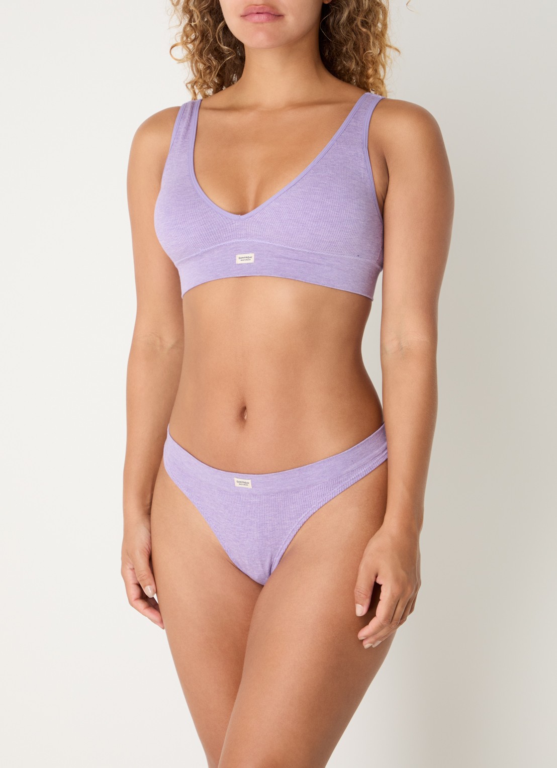 Sam Friday Lucy string met ribstructuur - detail 2 violet