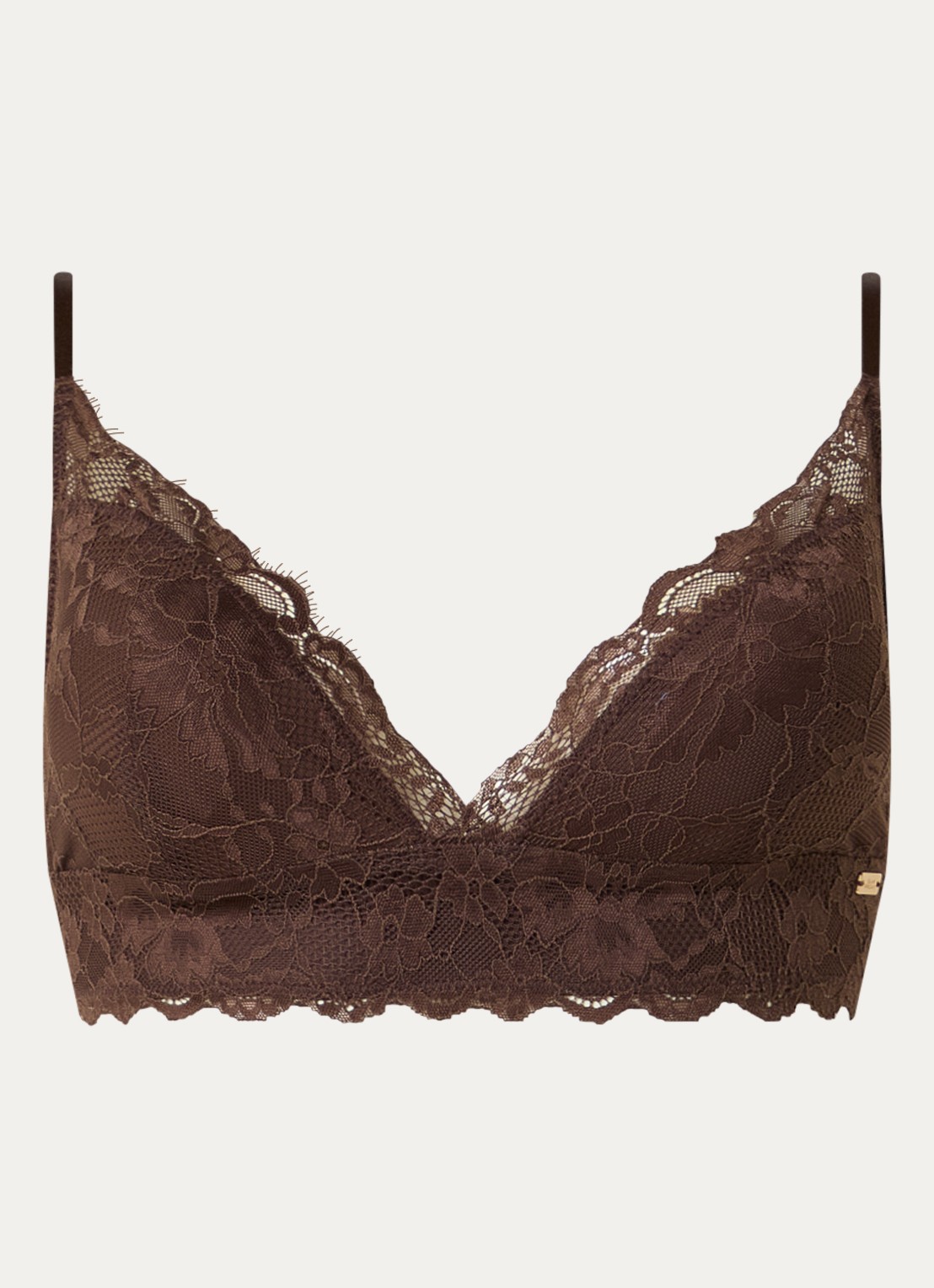 Sam Friday Penelope longline bralette van kant - voorkant chocoladebruin