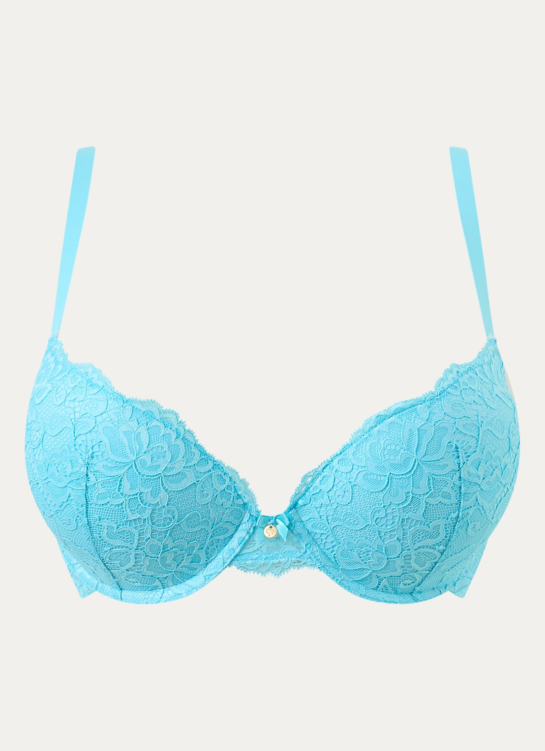 Sam Friday Polly push-up bh met overlay van kant - voorkant blauw