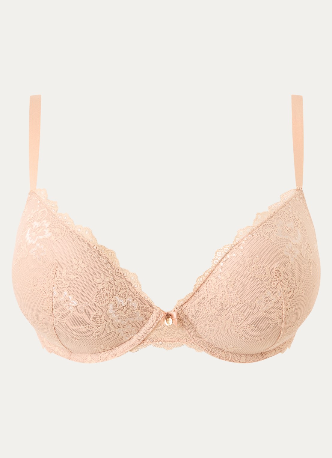 Sam Friday Polly push-up bh met overlay van kant - voorkant camel