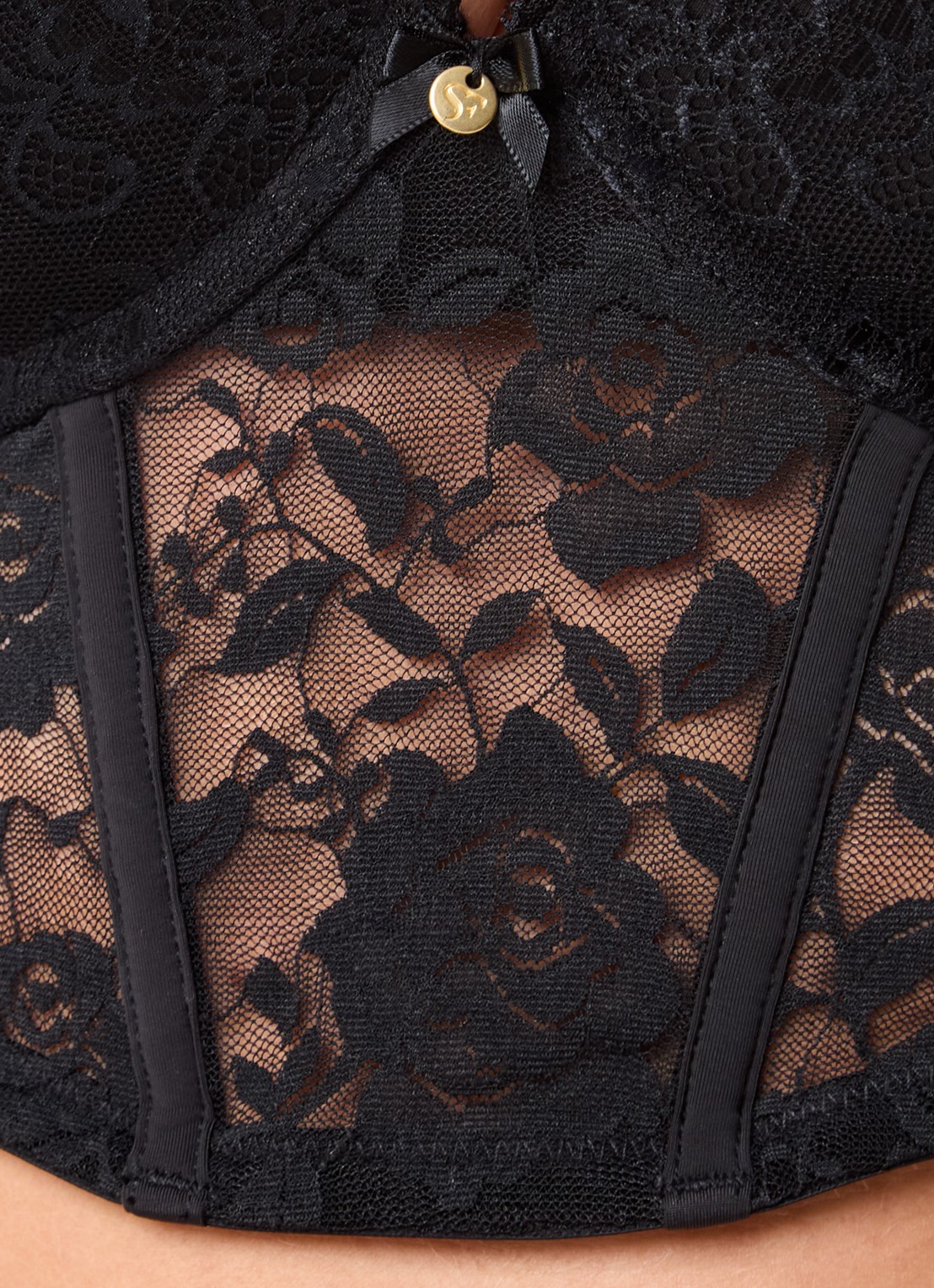 Sam Friday Polly push up bustier van kant  - detail 4 zwart