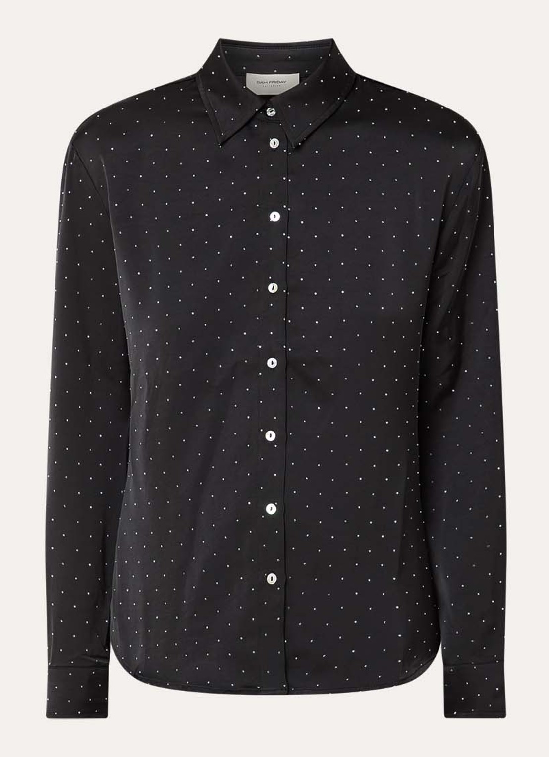 Sam Friday Pyjamatop met strass - voorkant 3 zwart