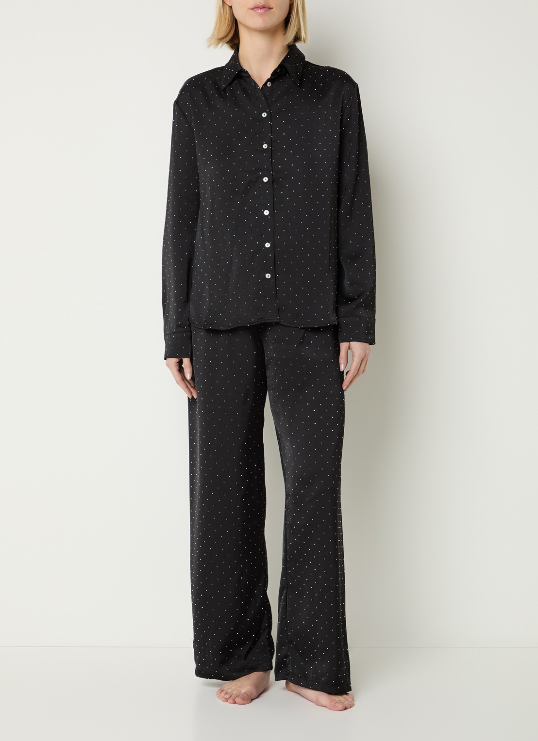 Sam Friday Pyjamatop met strass - voorkant 4 zwart
