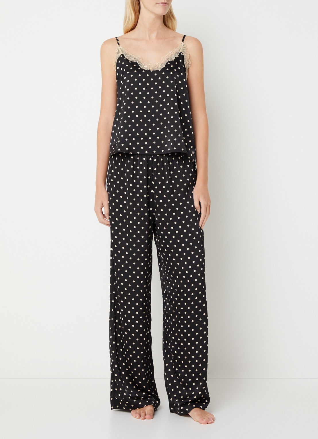 Sam Friday Pyjamatop van satijn met kant details - voorkant 2 multicolor