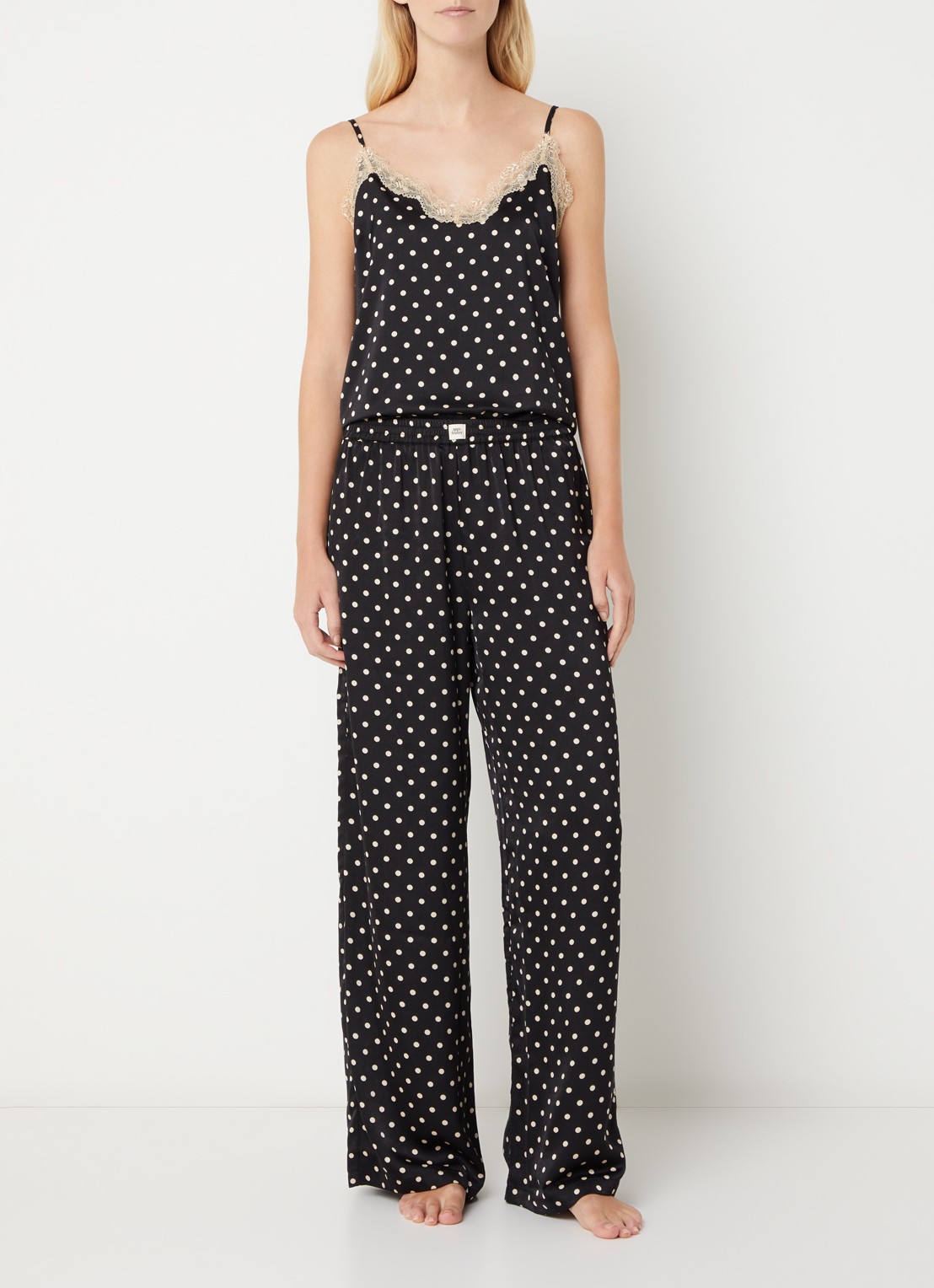 Sam Friday Pyjamatop van satijn met kant details - voorkant 3 multicolor