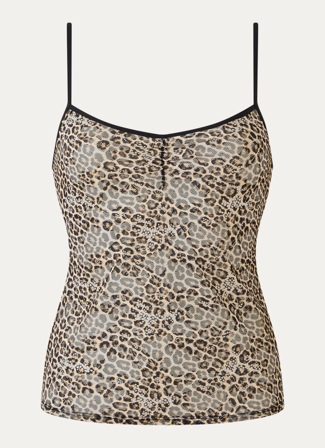 Sam Friday Singlet van kant met panterprint - voorkant 2 beige