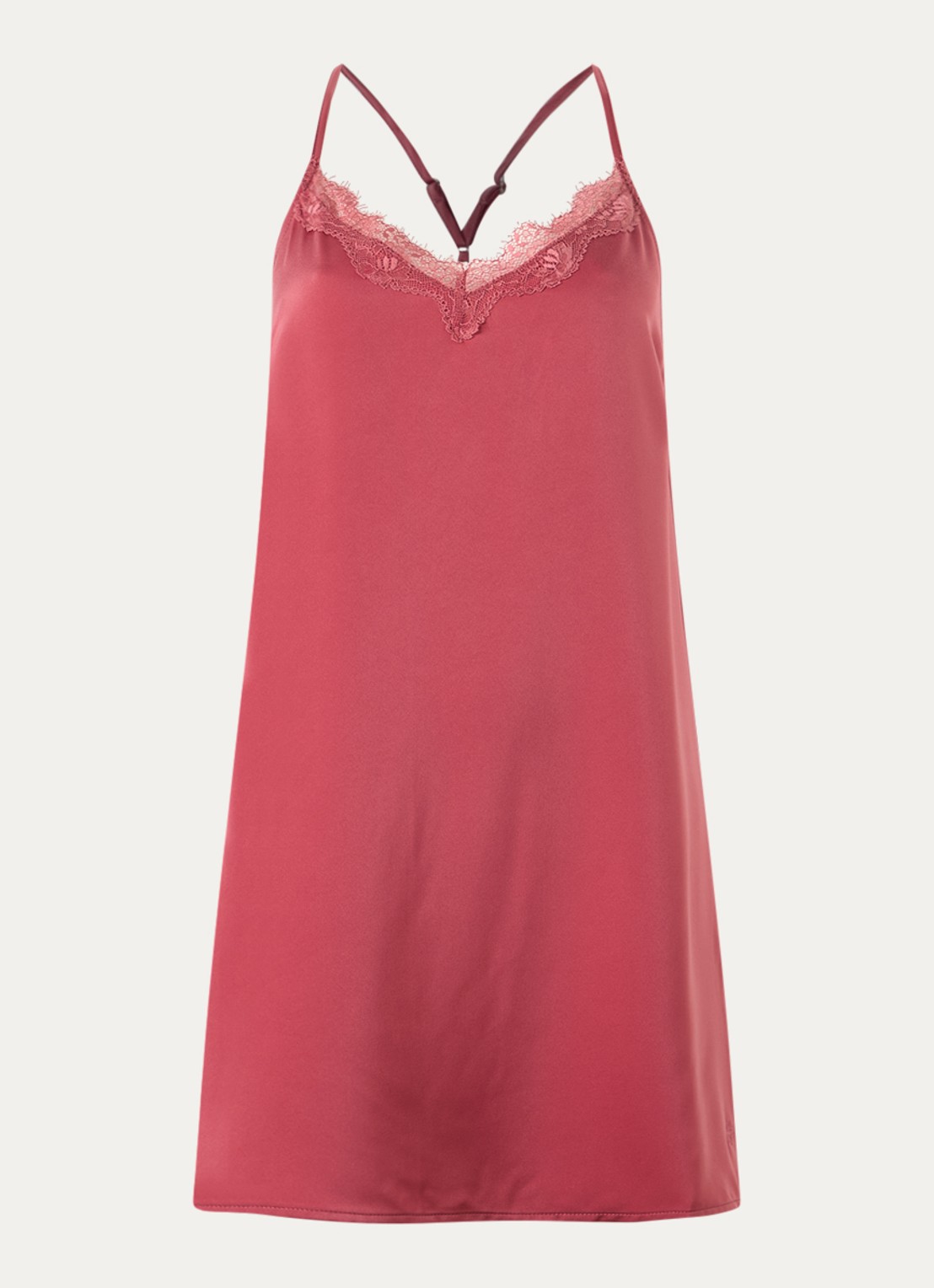 Sam Friday Slipdress van satijn - voorkant koraal