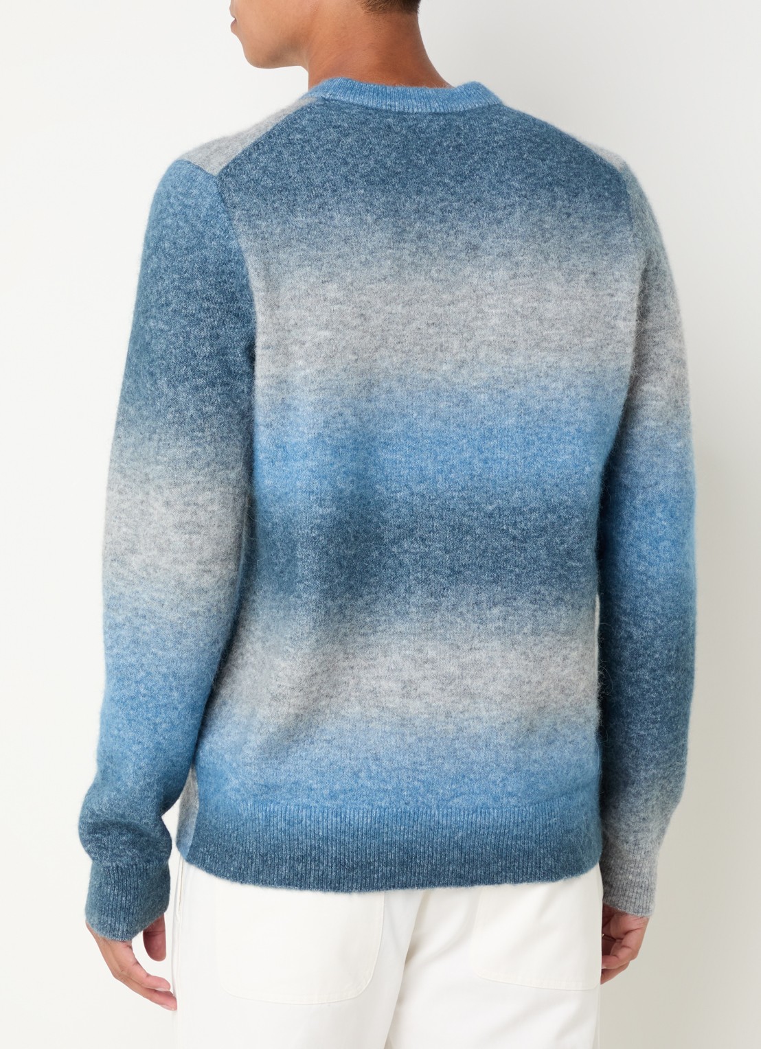 SAMSØE SAMSØE Aiden fijngebreide pullover in alpaca wolblend - achterkant 3 staalblauw