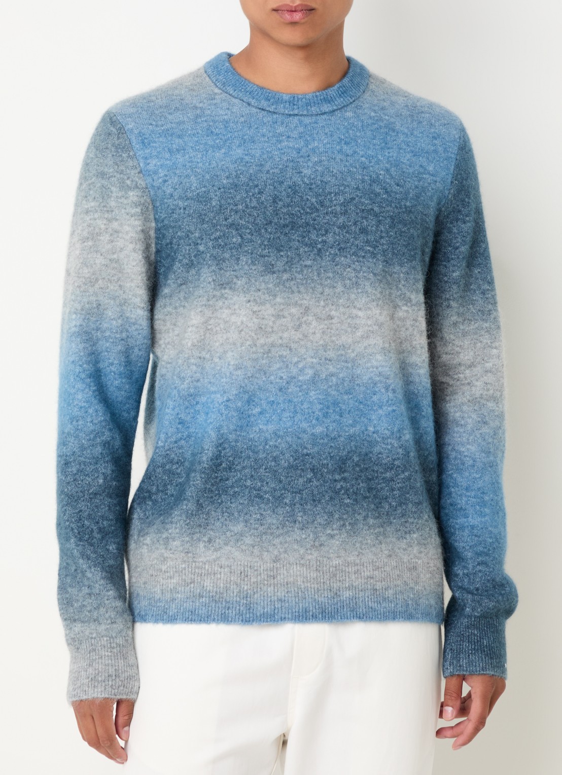 SAMSØE SAMSØE Aiden fijngebreide pullover in alpaca wolblend - detail 4 staalblauw