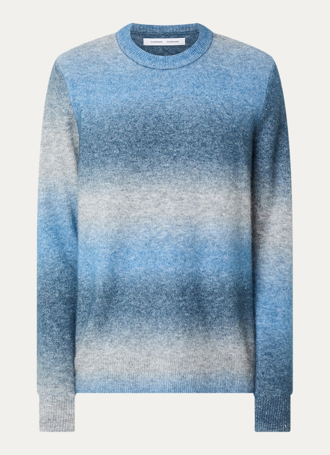 SAMSØE SAMSØE Aiden fijngebreide pullover in alpaca wolblend - voorkant staalblauw