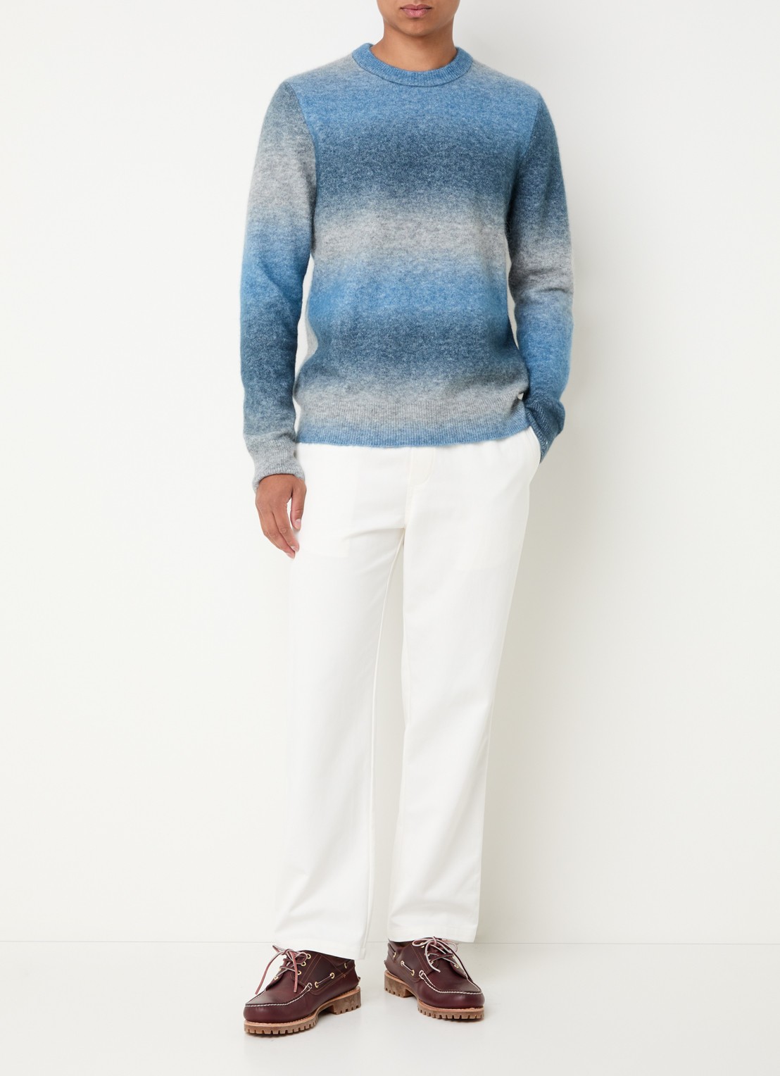 SAMSØE SAMSØE Aiden fijngebreide pullover in alpaca wolblend - voorkant 2 staalblauw