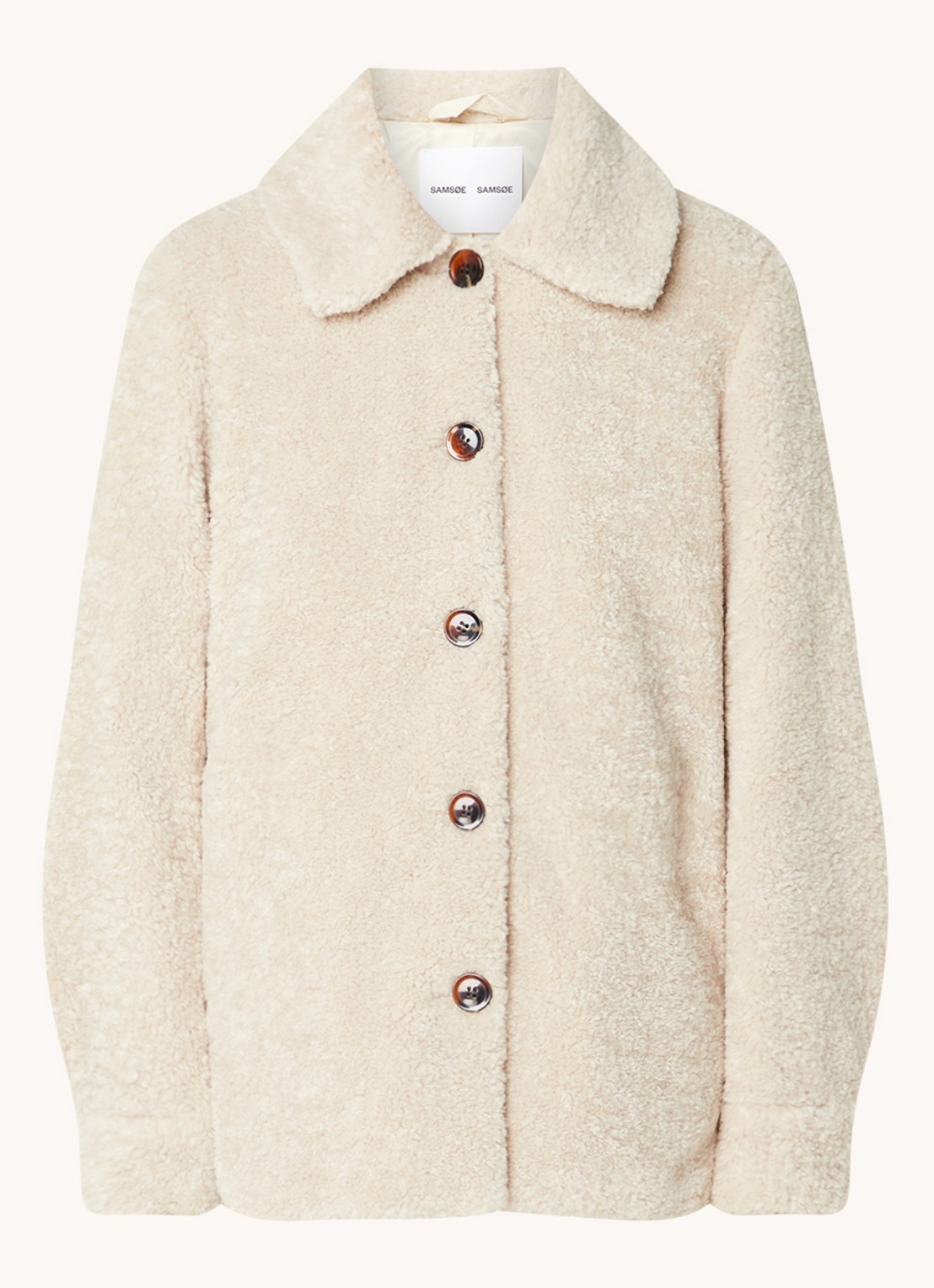 SAMSØE SAMSØE Aylina jack van teddy met steekzakken - voorkant 5 beige