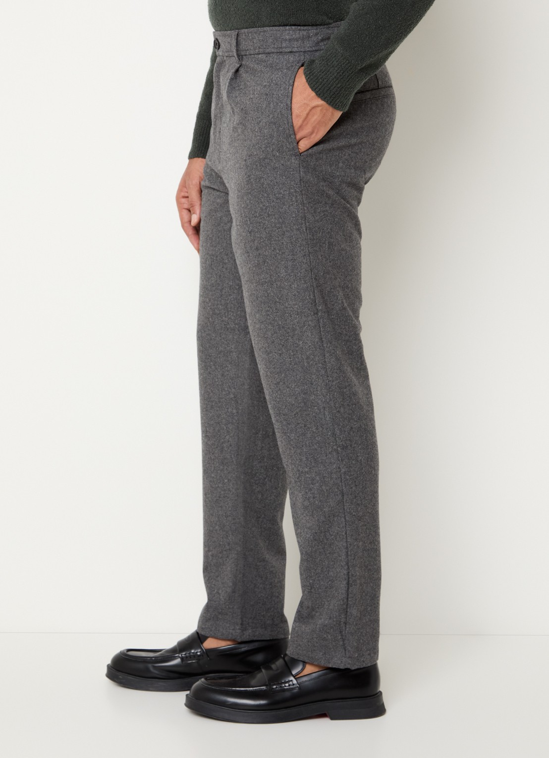 SAMSØE SAMSØE Bertil slim fit pantalon in wolblend - detail 5 grijsmele
