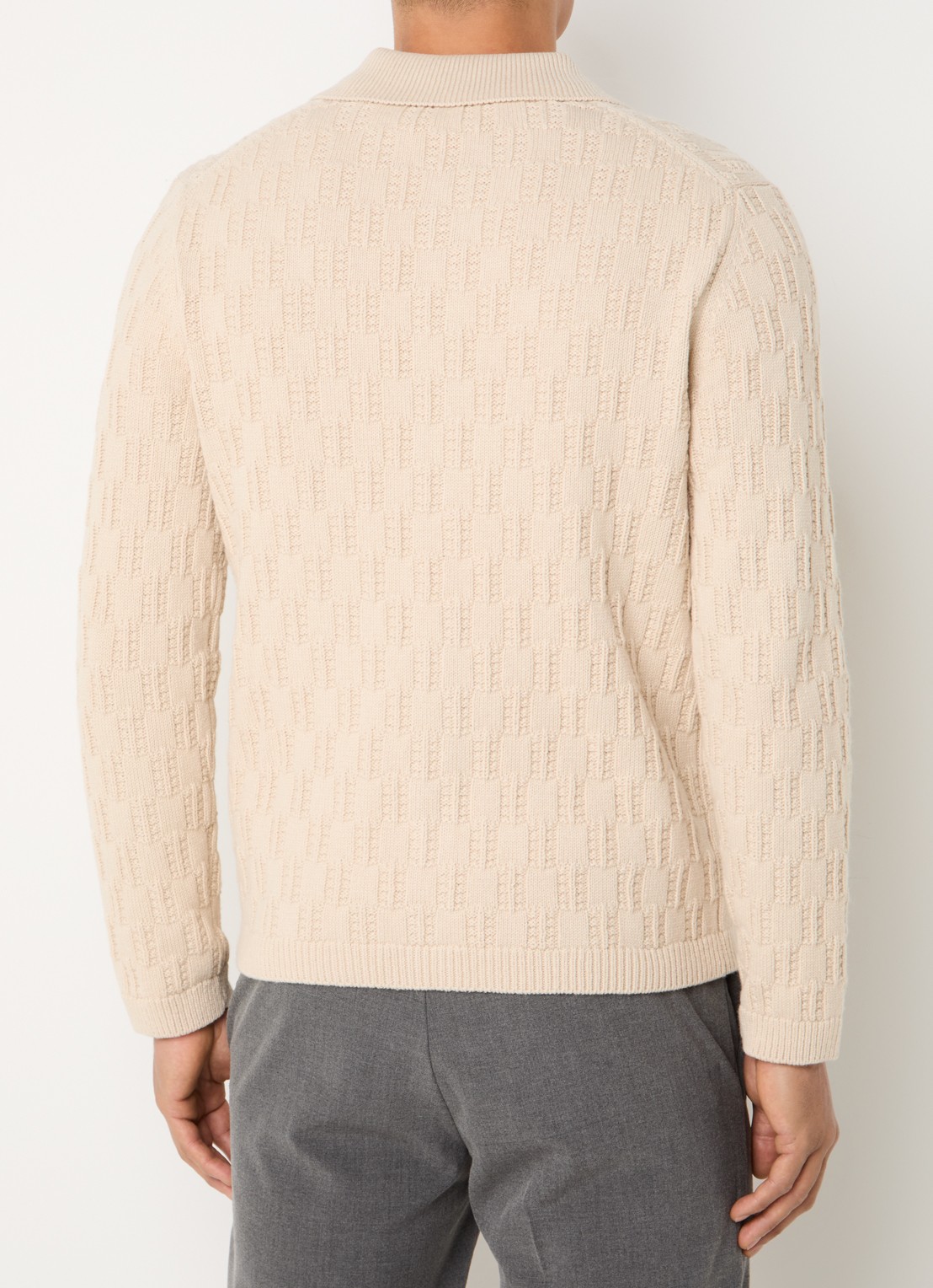 SAMSØE SAMSØE Brodie grofgebreid vest in wolblend - achterkant beige