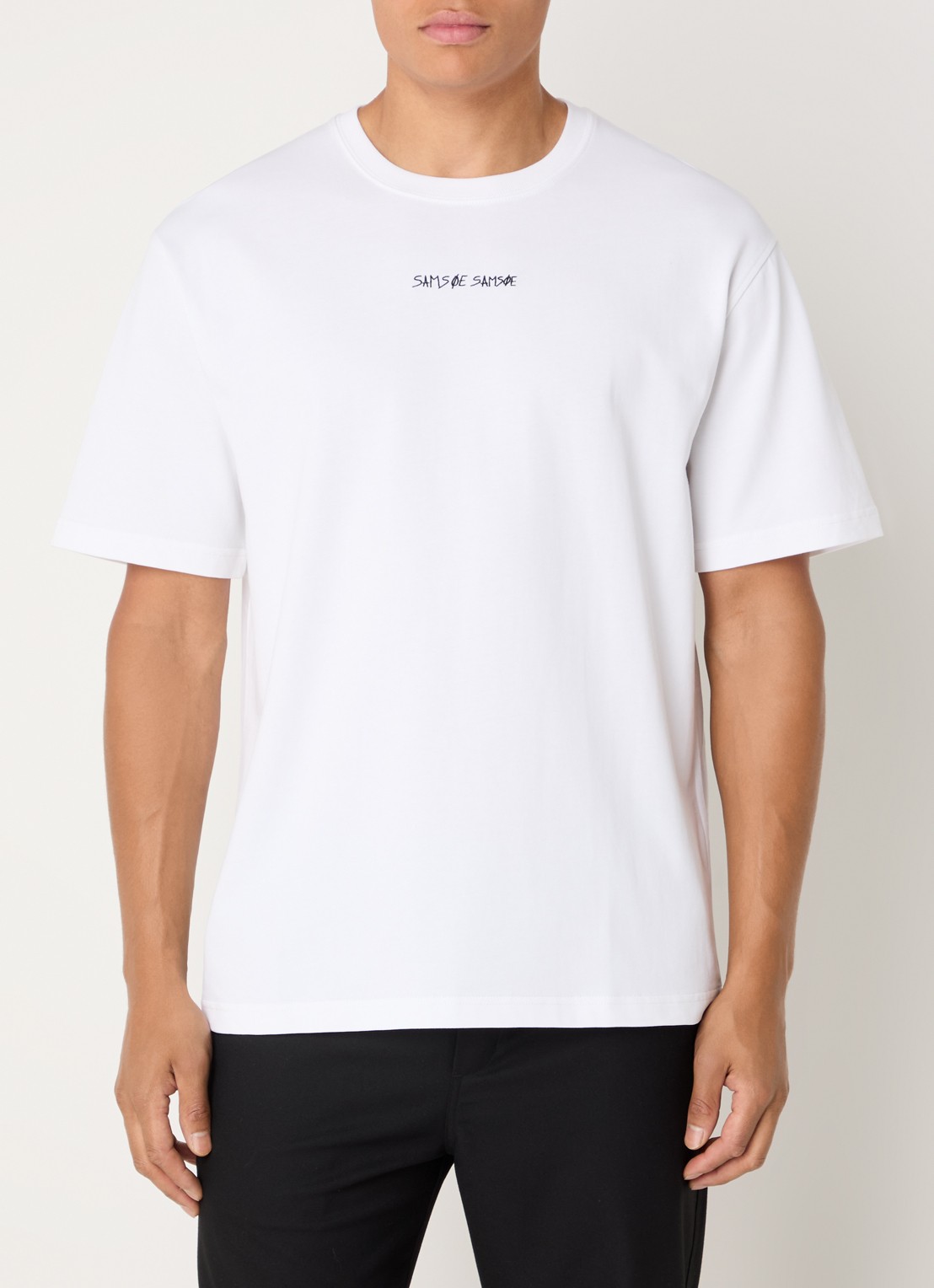 SAMSØE SAMSØE Dinner T-shirt met logo- en backprint - achterkant 4 wit