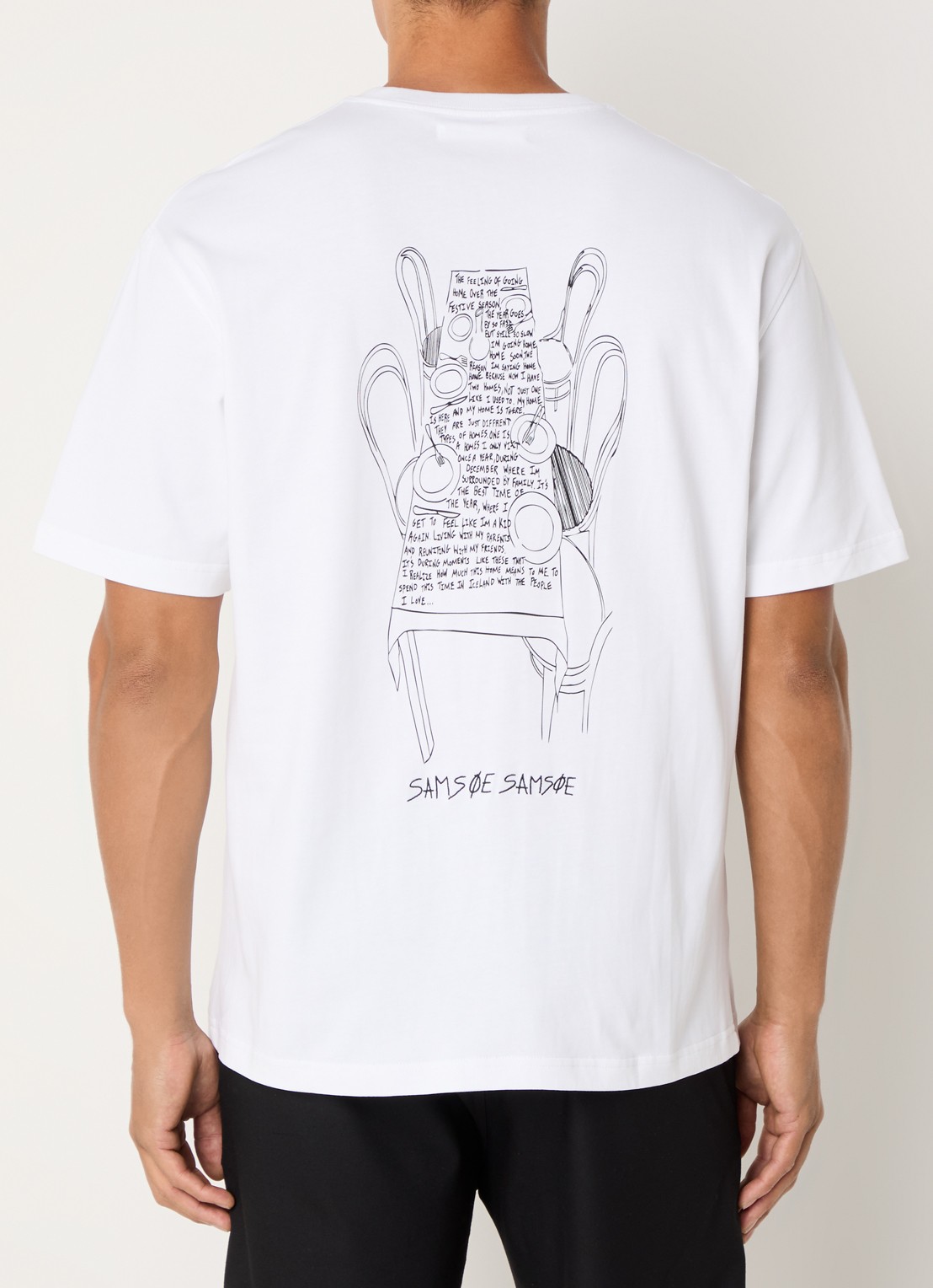 SAMSØE SAMSØE Dinner T-shirt met logo- en backprint - detail 3 wit