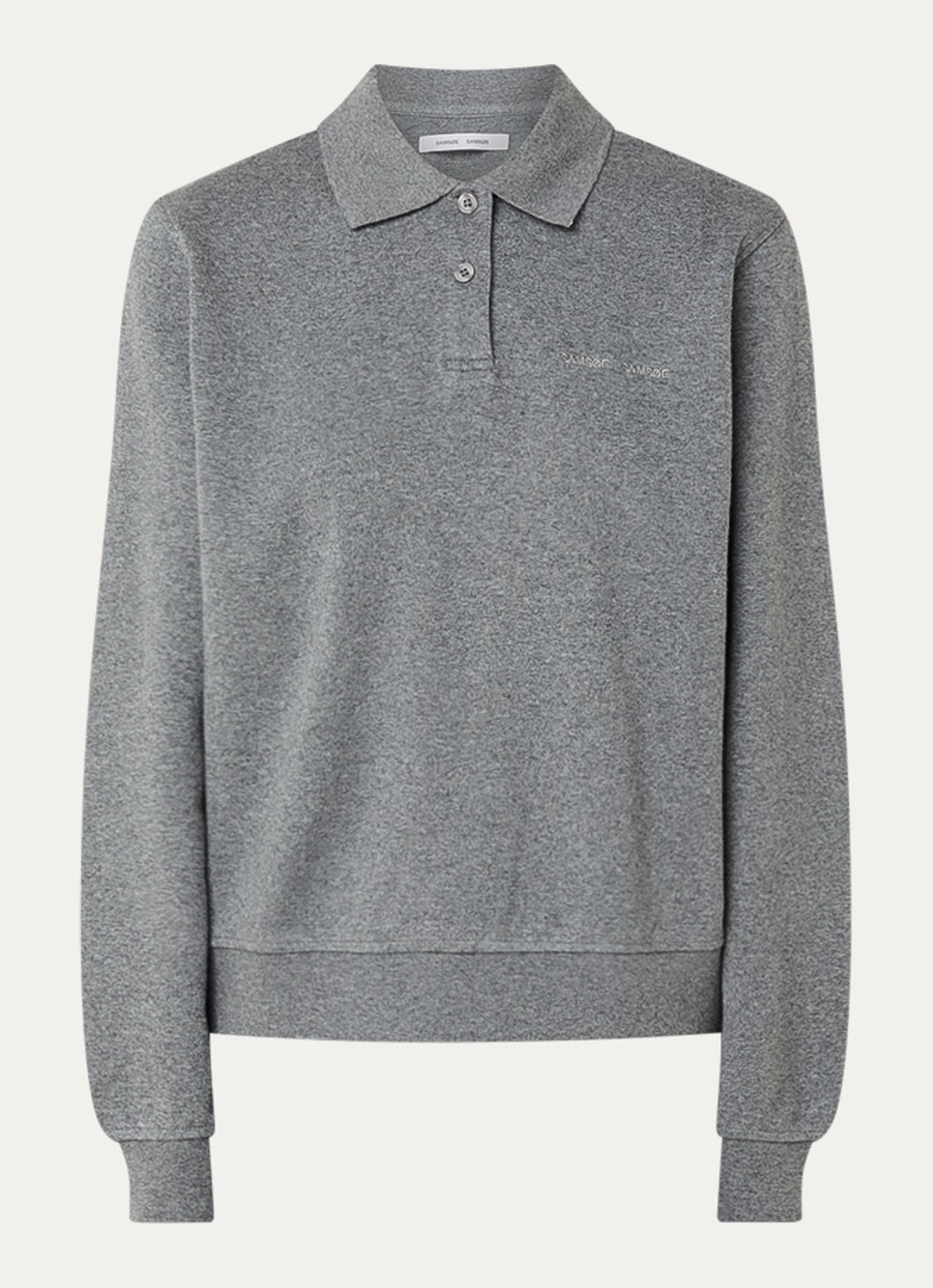 SAMSØE SAMSØE Dory polo met logoborduring - voorkant grijsmele