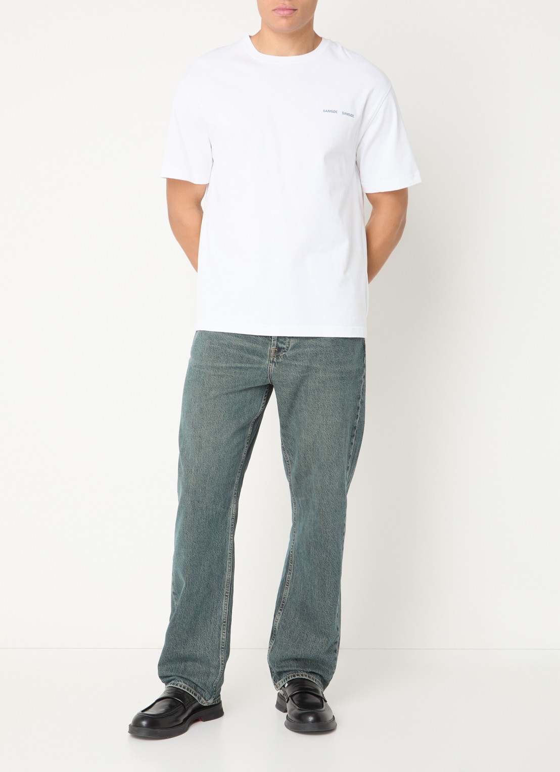 SAMSØE SAMSØE Eddie straight leg jeans met medium wassing - voorkant 2 indigo