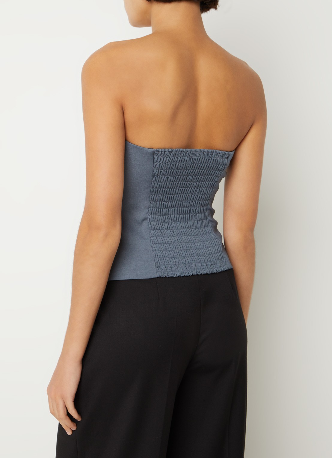 SAMSØE SAMSØE Elyn strapless top met smockwerk - achterkant 4 grijs