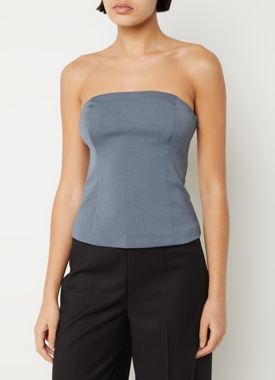 SAMSØE SAMSØE Elyn strapless top met smockwerk - detail grijs