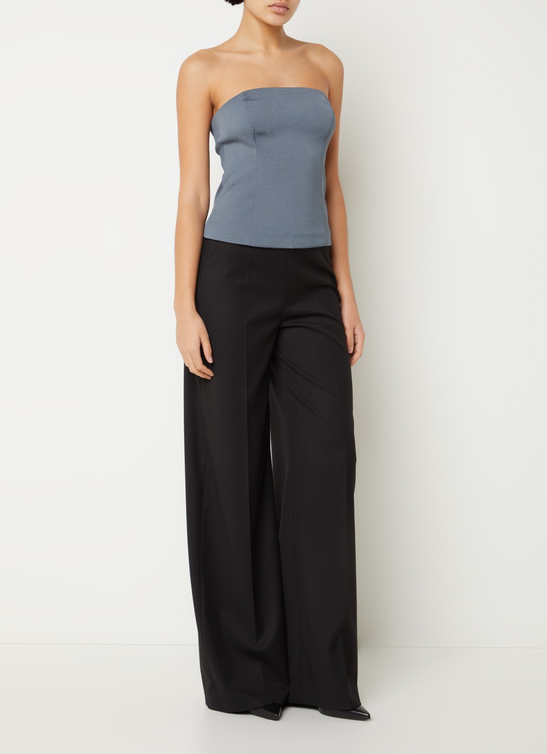 SAMSØE SAMSØE Elyn strapless top met smockwerk - voorkant 3 grijs