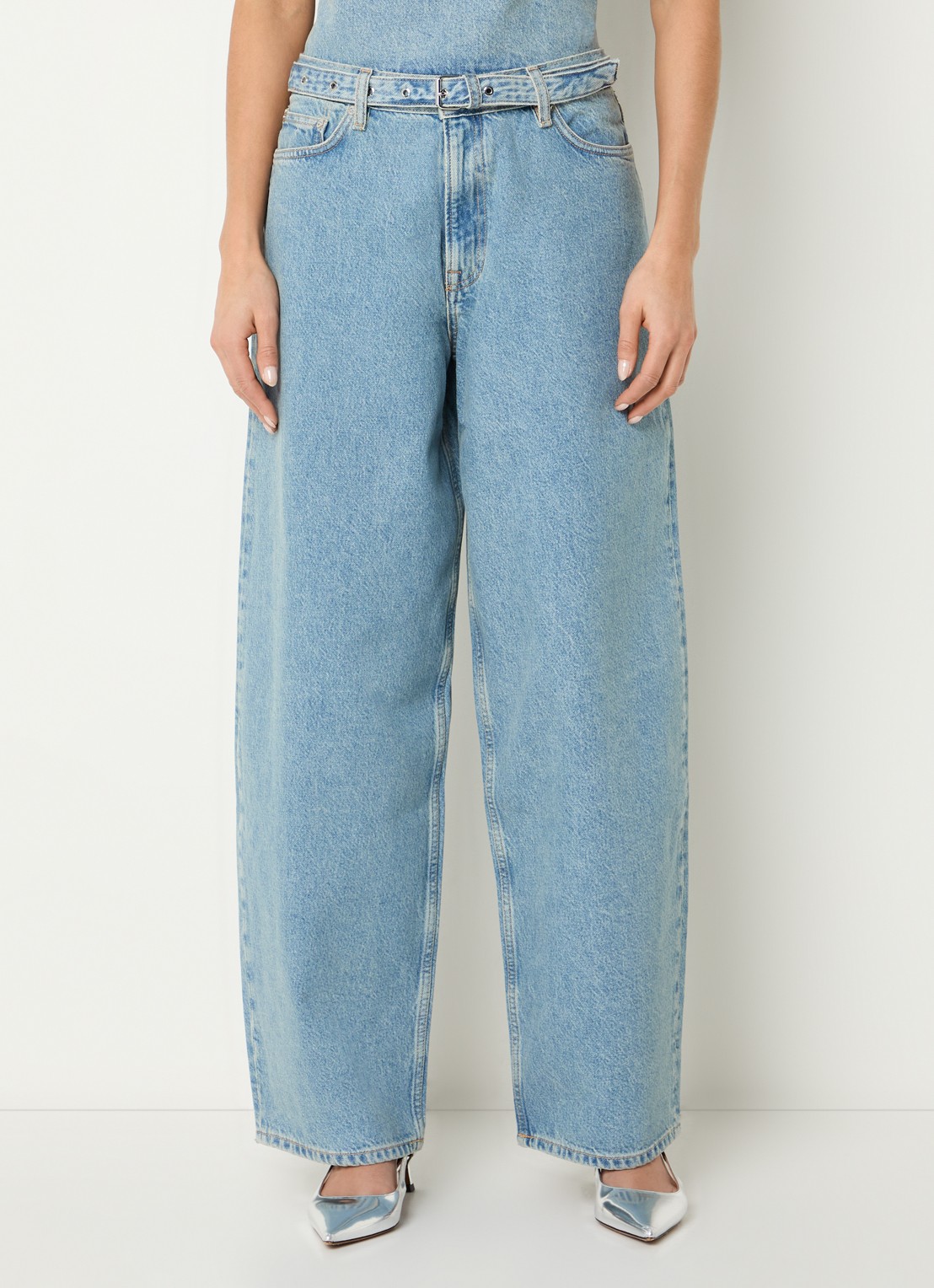 SAMSØE SAMSØE Harper high waist loose fit jeans met ceintuur - detail 4 indigo