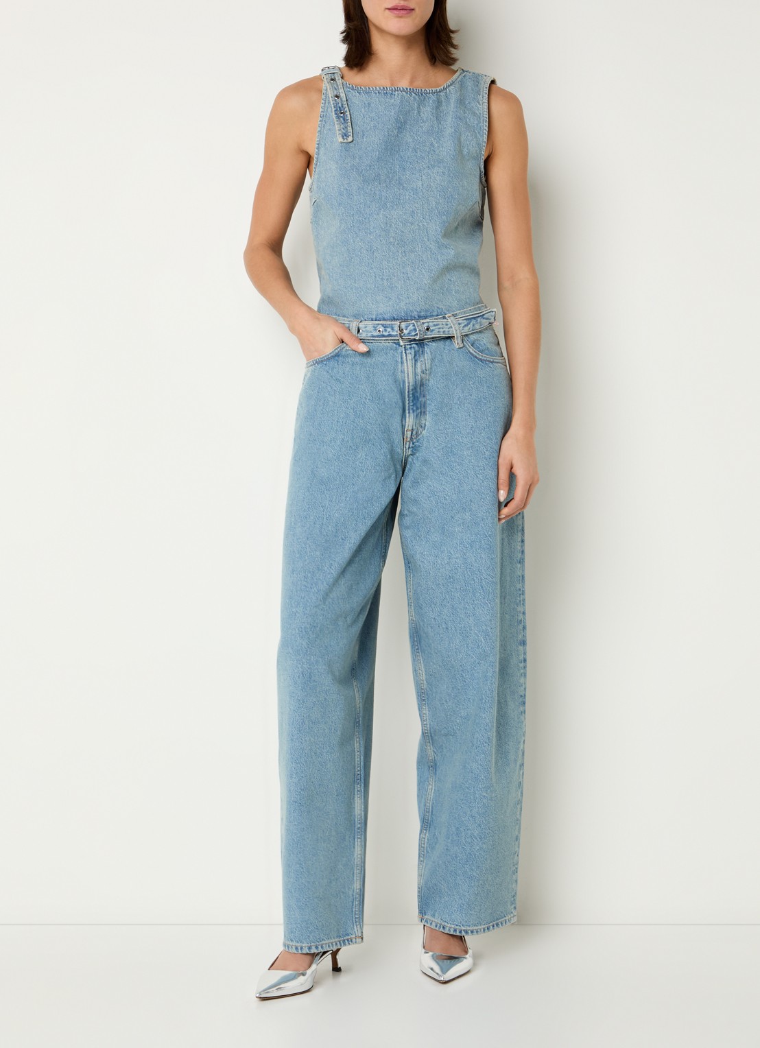 SAMSØE SAMSØE Harper high waist loose fit jeans met ceintuur - voorkant 3 indigo