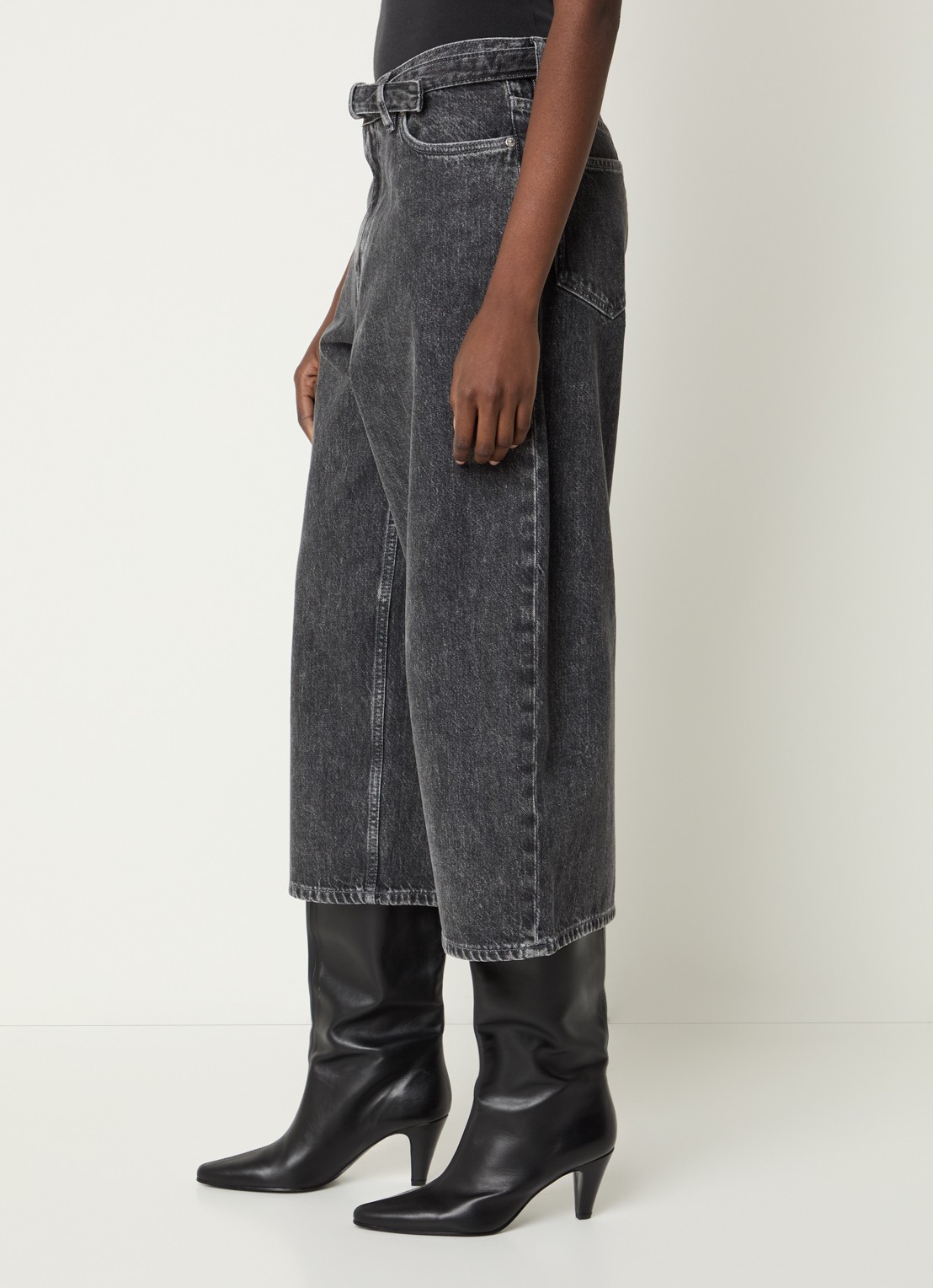 SAMSØE SAMSØE Harper high waist wide fit culotte van denim - detail 5 grijs