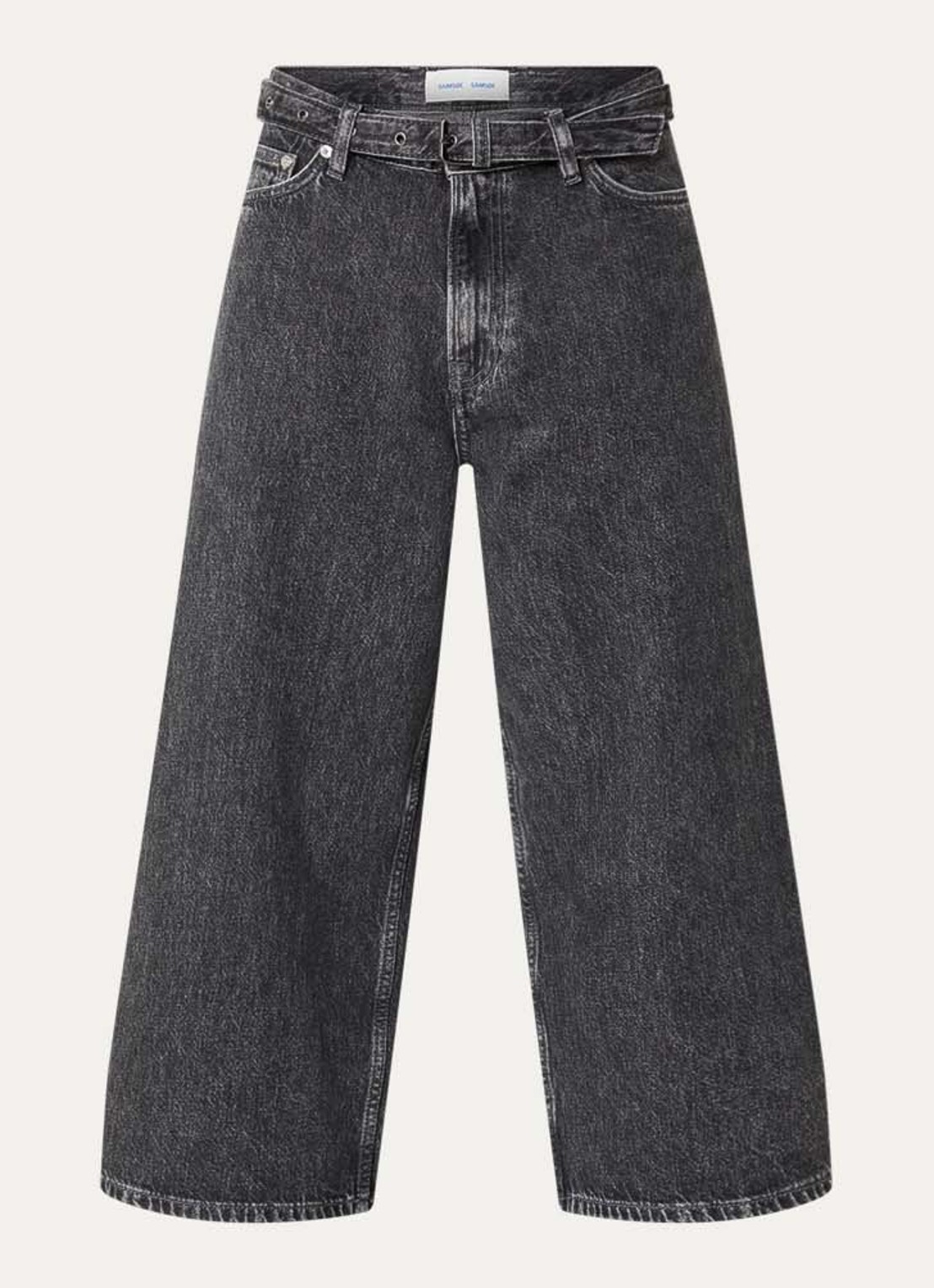 SAMSØE SAMSØE Harper high waist wide fit culotte van denim - voorkant 2 grijs