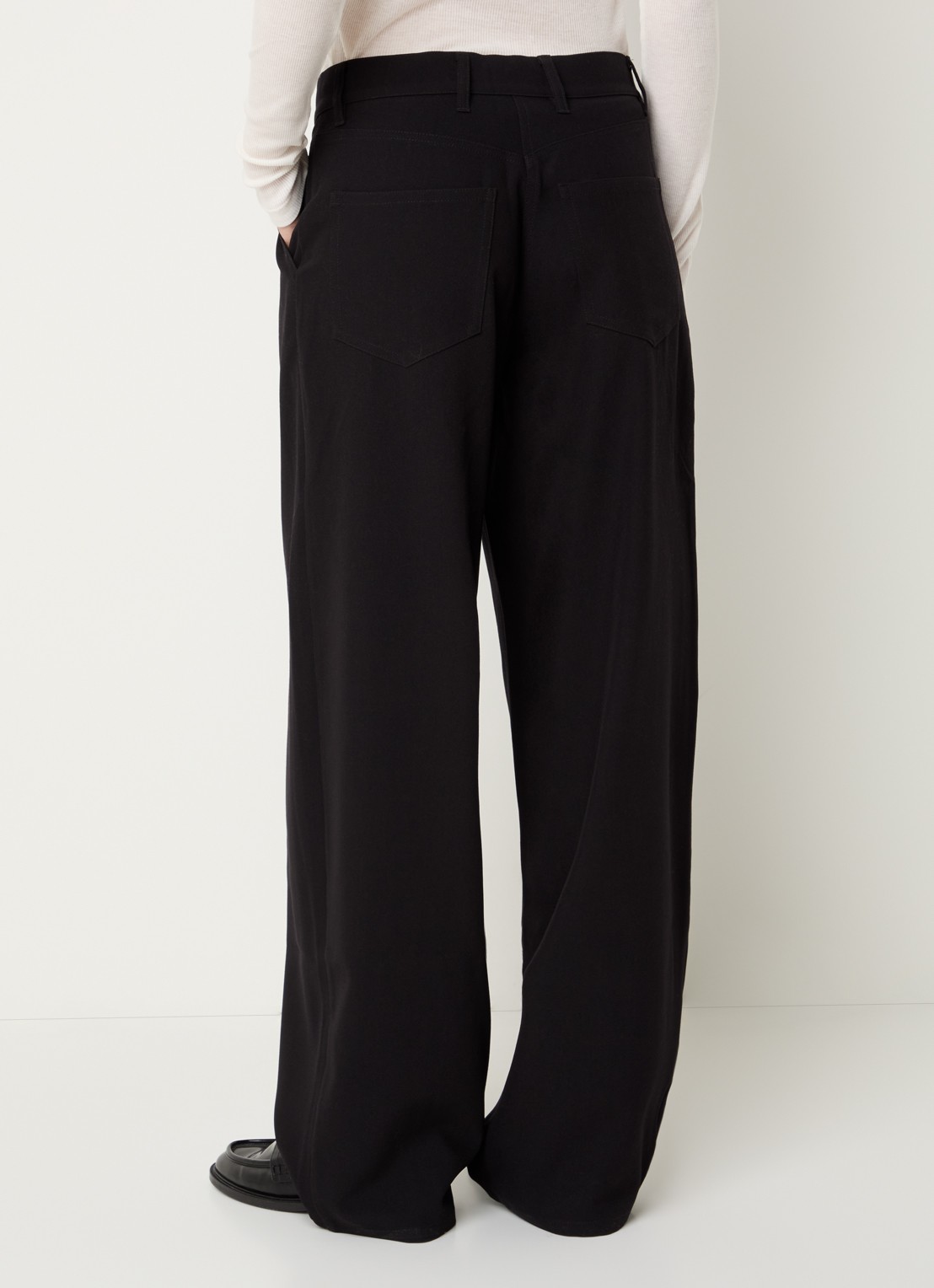 SAMSØE SAMSØE Harper high waist wide fit pantalon met steekzakken - achterkant 3 zwart