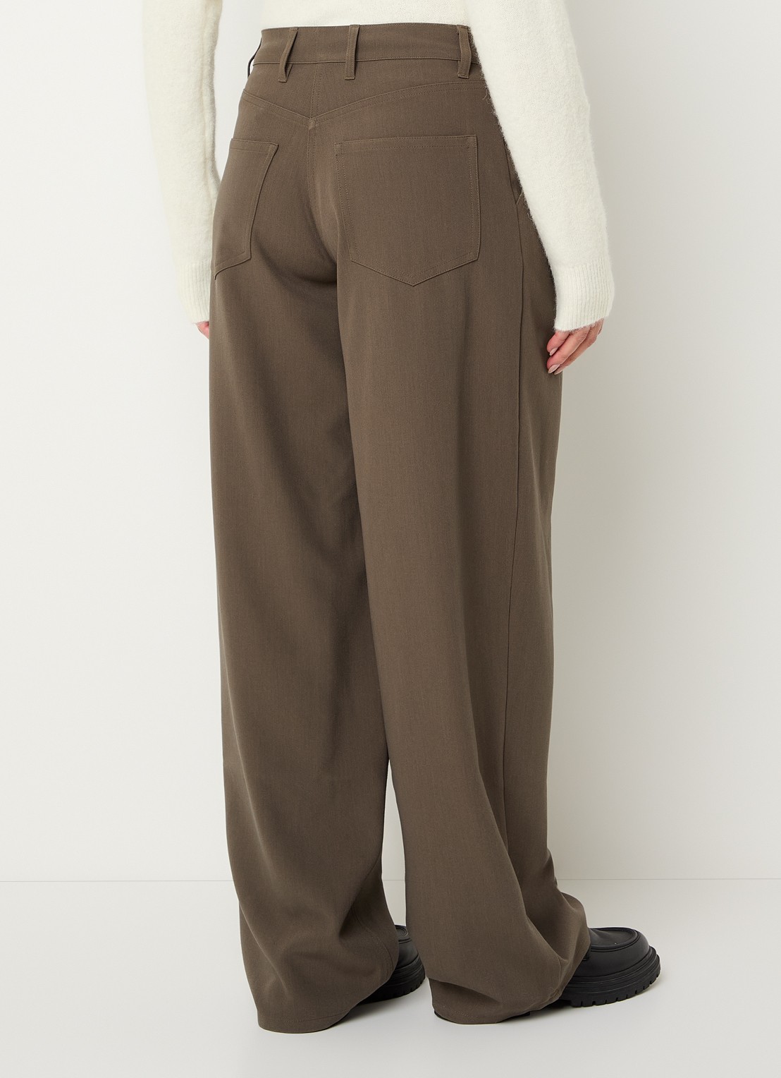 SAMSØE SAMSØE Harper high waist wide fit pantalon met steekzakken - achterkant 4 bruin