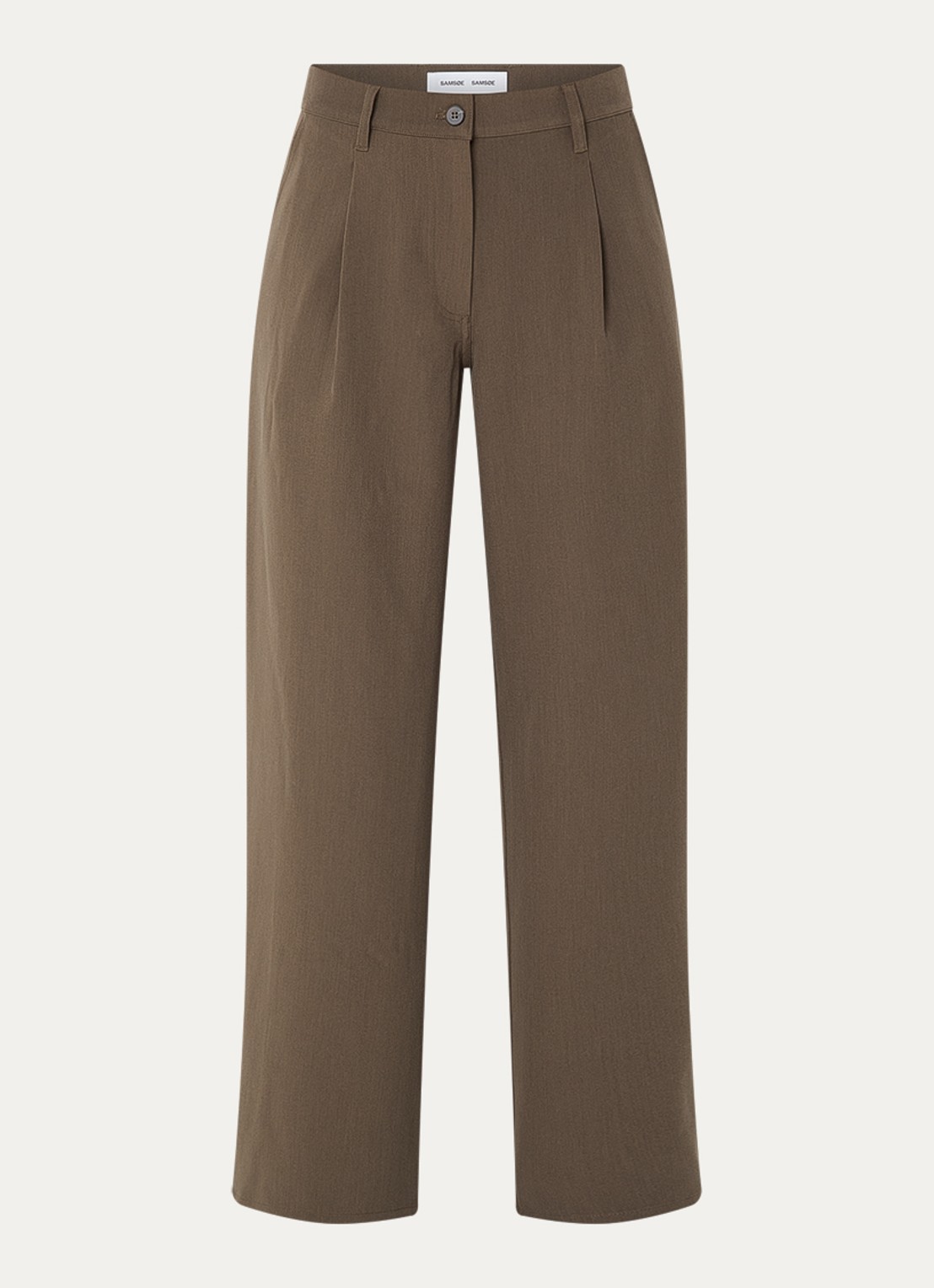 SAMSØE SAMSØE Harper high waist wide fit pantalon met steekzakken - voorkant bruin