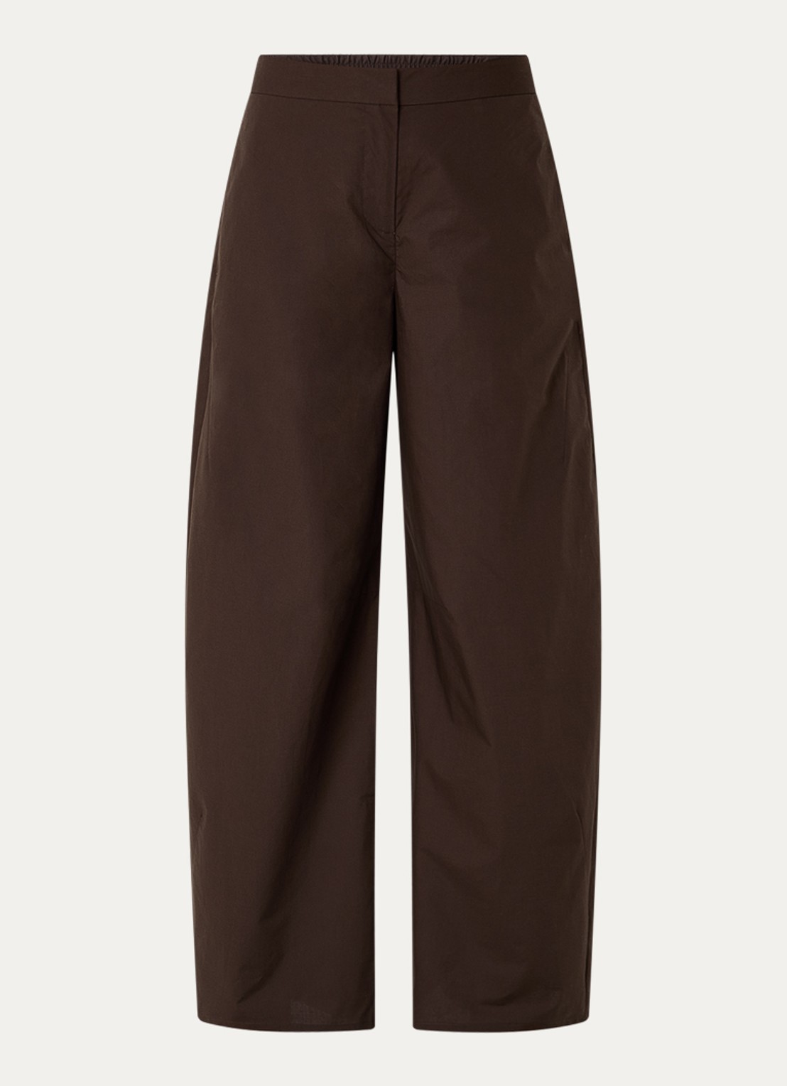 SAMSØE SAMSØE High waist wide fit broek in linnenblend met steekzakken - voorkant 3 donkerbruin