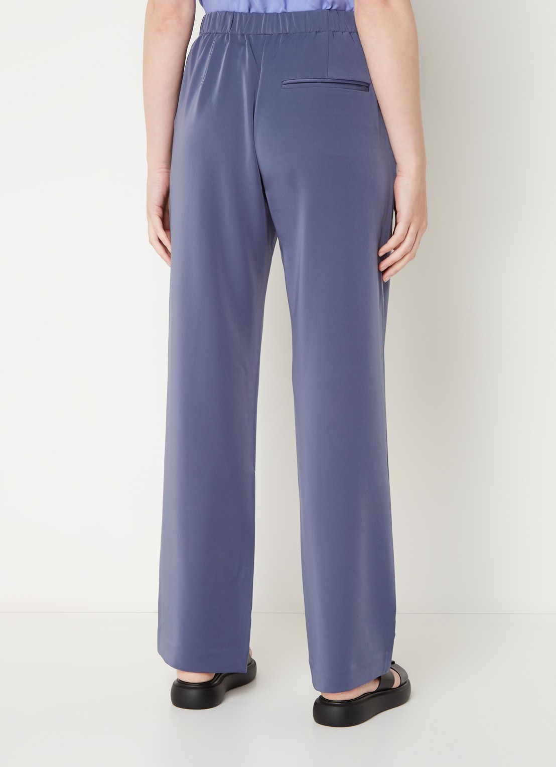 SAMSØE SAMSØE Hoys high waist straight fit trackpants met steekzakken - achterkant blauw