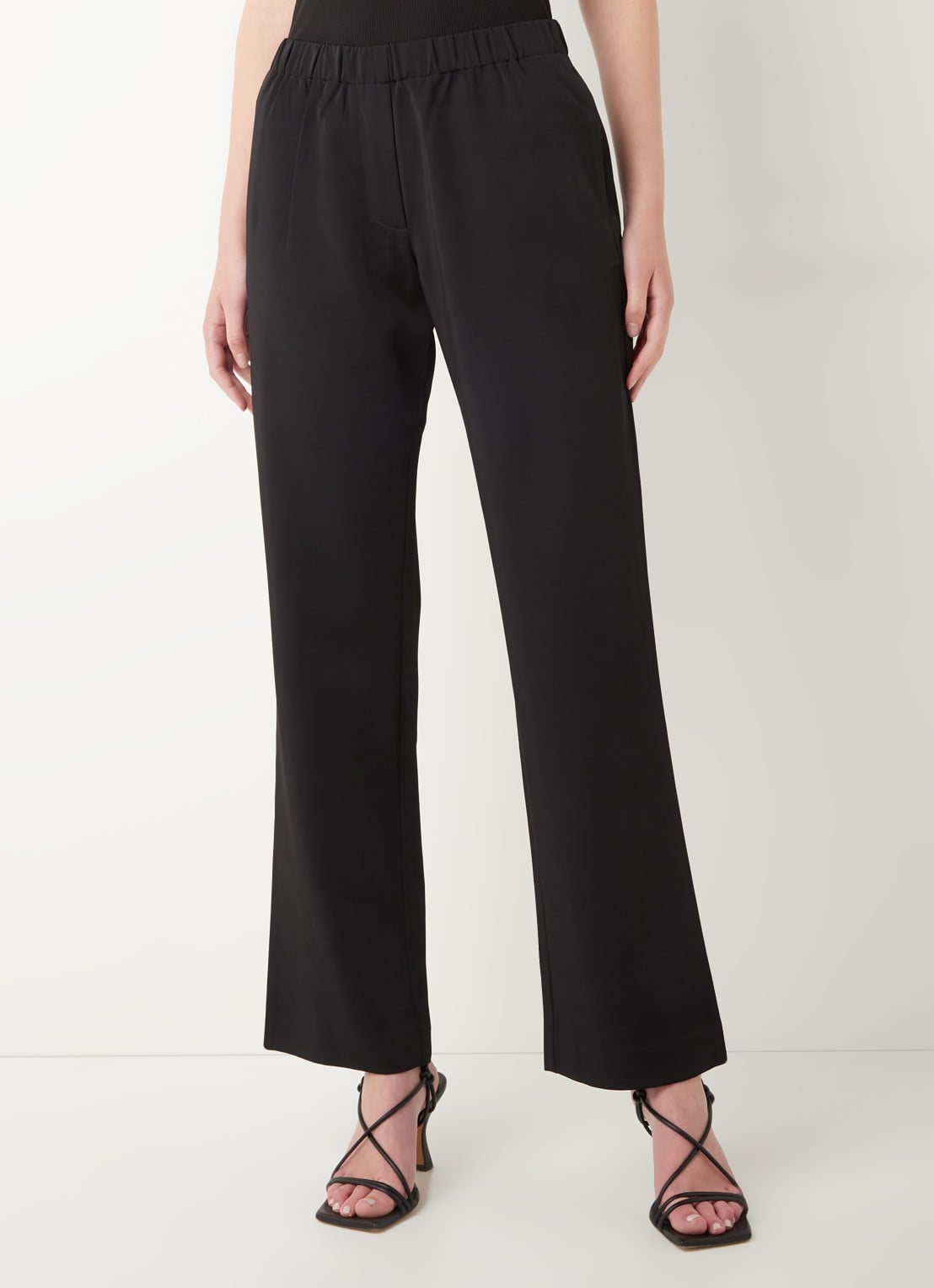 SAMSØE SAMSØE Hoys high waist straight fit trackpants van  polyester - detail 4 zwart