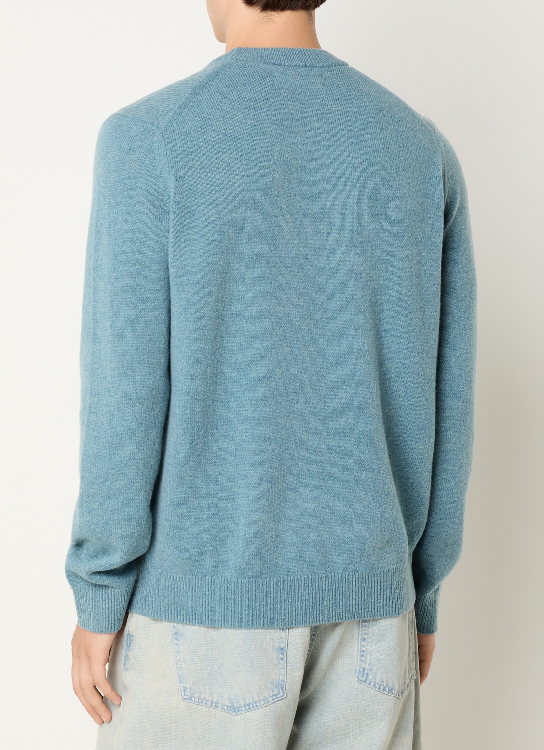 SAMSØE SAMSØE Isak fijngebreide pullover van merino wol - achterkant 3 staalblauw