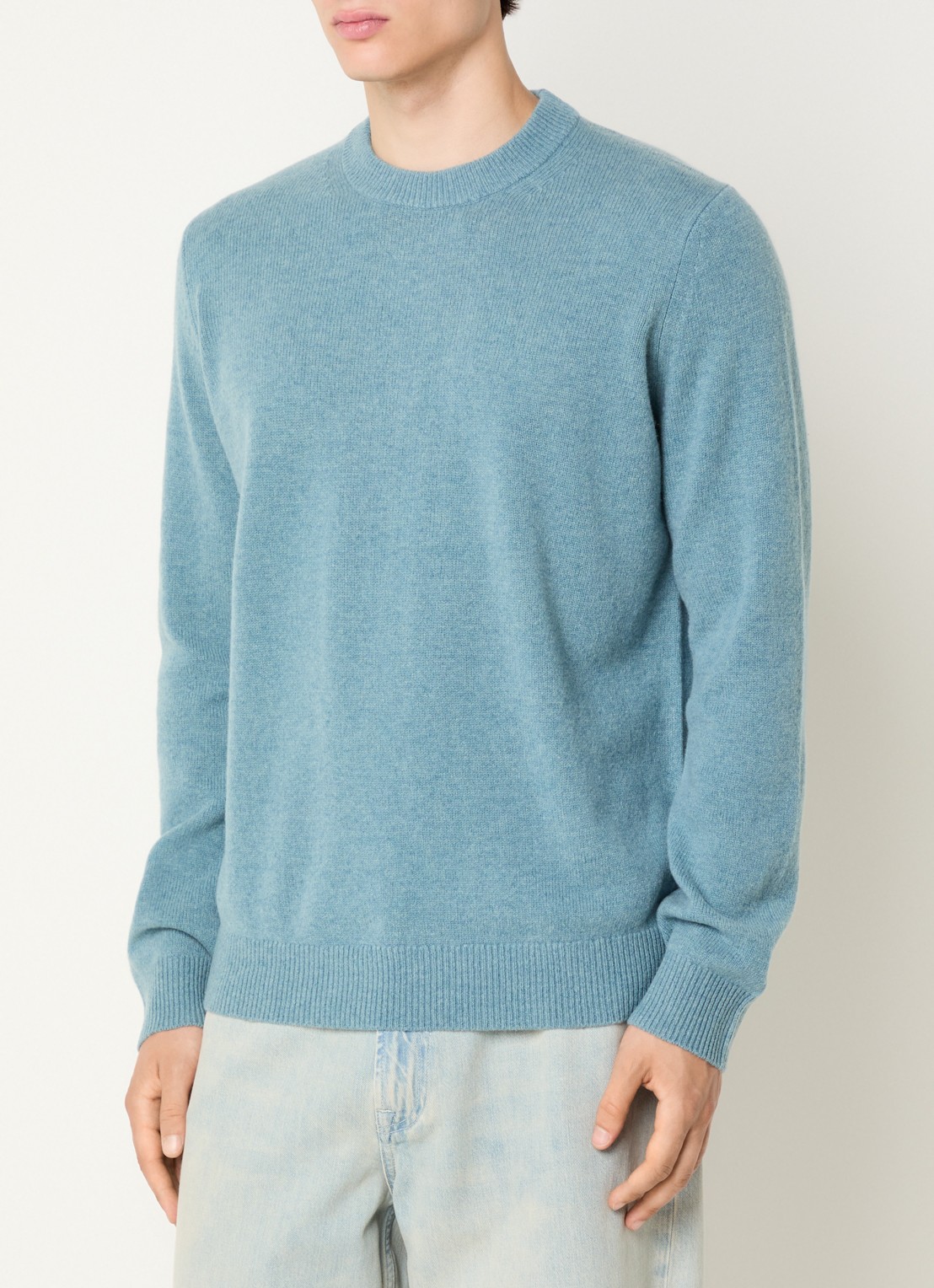 SAMSØE SAMSØE Isak fijngebreide pullover van merino wol - detail 4 staalblauw