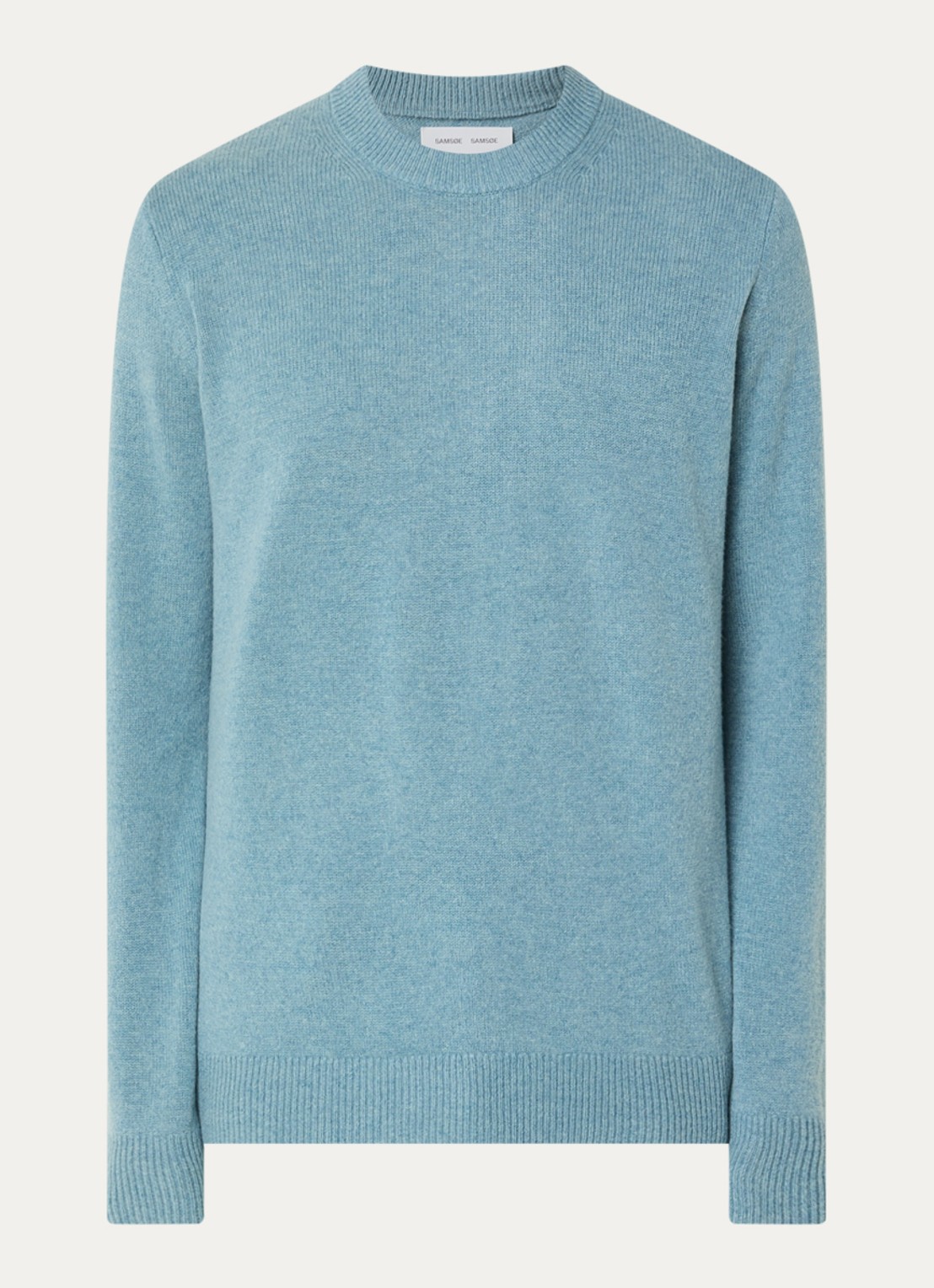 SAMSØE SAMSØE Isak fijngebreide pullover van merino wol - voorkant staalblauw