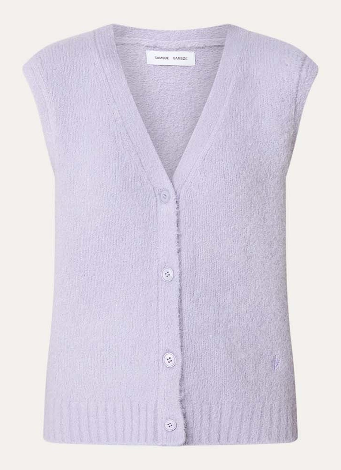 SAMSØE SAMSØE Jeanne fijngebreid gilet in alpaca wolblend - voorkant 2 lichtpaars