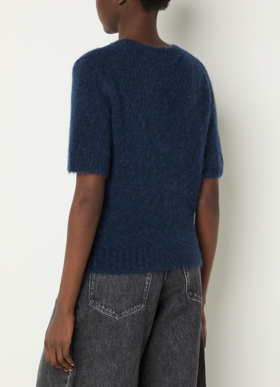 SAMSØE SAMSØE Jeanne fijngebreide top in alpaca wolblend - achterkant 2 indigo
