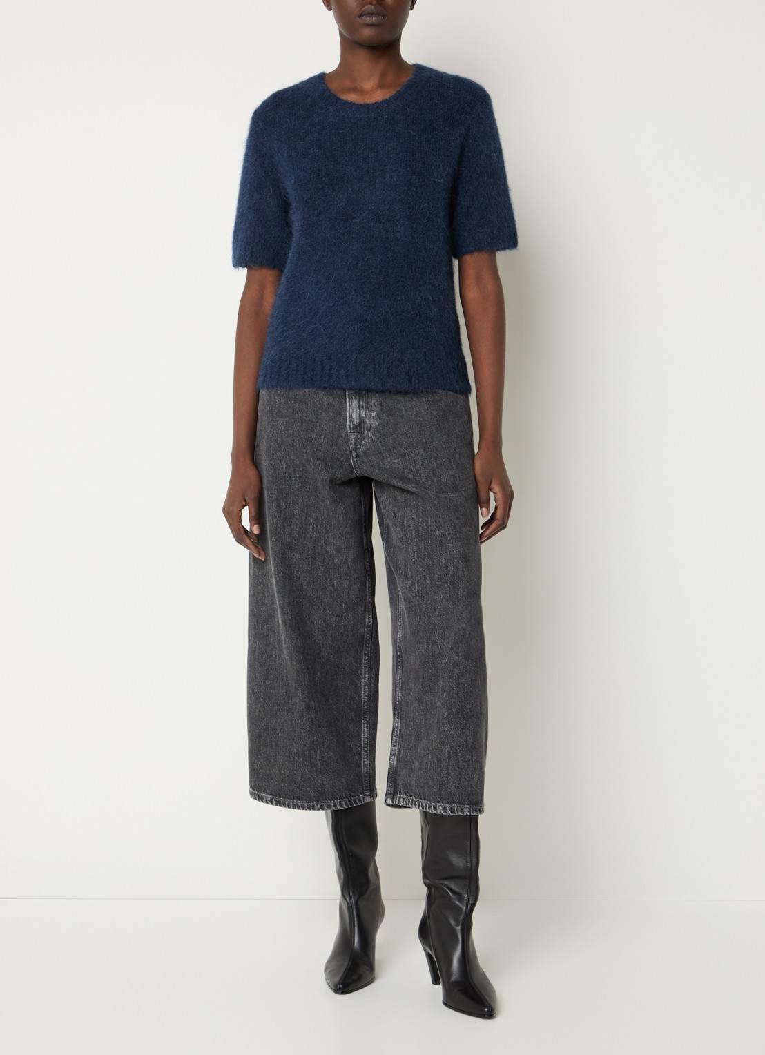 SAMSØE SAMSØE Jeanne fijngebreide top in alpaca wolblend - voorkant 4 indigo